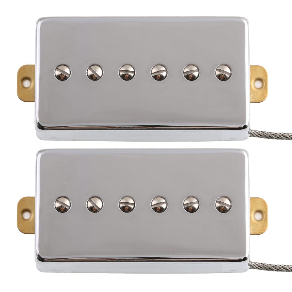 Alnico 5 Magnet Humbucker Sized P90 Electric Guitar Pickups - Chrome Cover for Neck & Bridge Position - Perfect for Blues, Rock & Jazz Guitar Upgrades