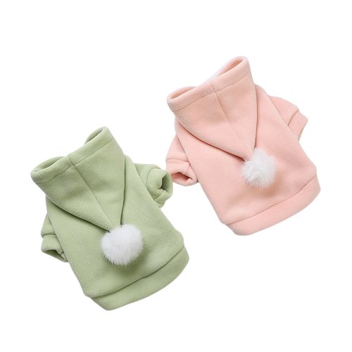 Pastel Pom Pom Pet Hoodie - Soft & Cozy Dog Sweater for Small & Medium Breeds - Perfect for Winter Walks & Photo Shoots