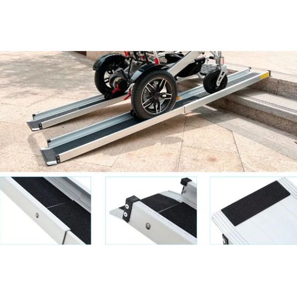 GO Ramp Portable 7 FT Telescopic Ramp for Wheelchairs, Scooters & Mobility Devices | Lightweight Aluminum Folding Ramp by GomfyGo | Perfect for Home, Vehicles & Outdoor Use