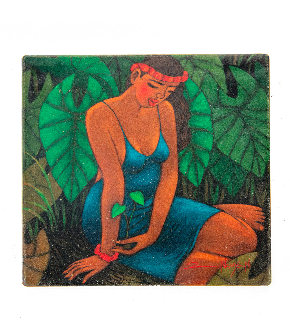 Tim Nguyen My Angel Sandstone Coaster Set - 4 Pack Absorbent Stone Drink Coasters for Coffee Table, Bar, Home Decor & Gift Giving