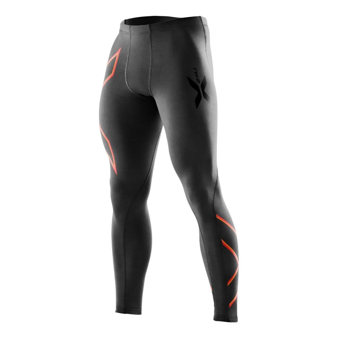 2XU Men's Compression Tights - X-Large Tall, Black/Scarlet - Performance Running & Workout Leggings for Athletes - Ideal for Marathon Training, Gym Sessions & Recovery