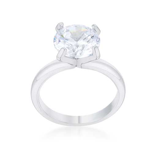 1.04 Carat CZ Solitaire Ring in Rhodium - Classic Elegant Engagement Ring for Women, Perfect for Proposals, Anniversaries & Special Occasions