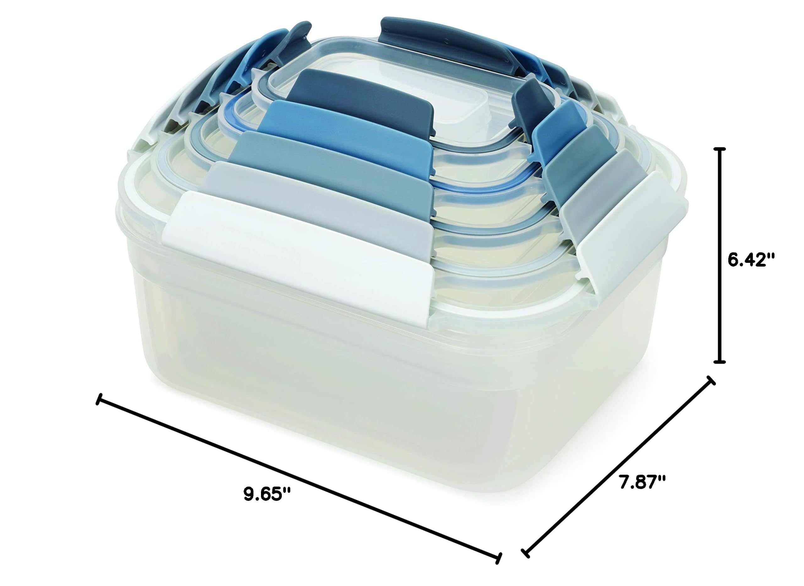 Joseph Joseph Nest Lock BPA-Free Plastic Food Storage Container Set - 10-Piece Airtight Leakproof Kitchen Organizers with Locking Lids (Sky Blue) - Perfect for Meal Prep, Leftovers & Pantry Organization