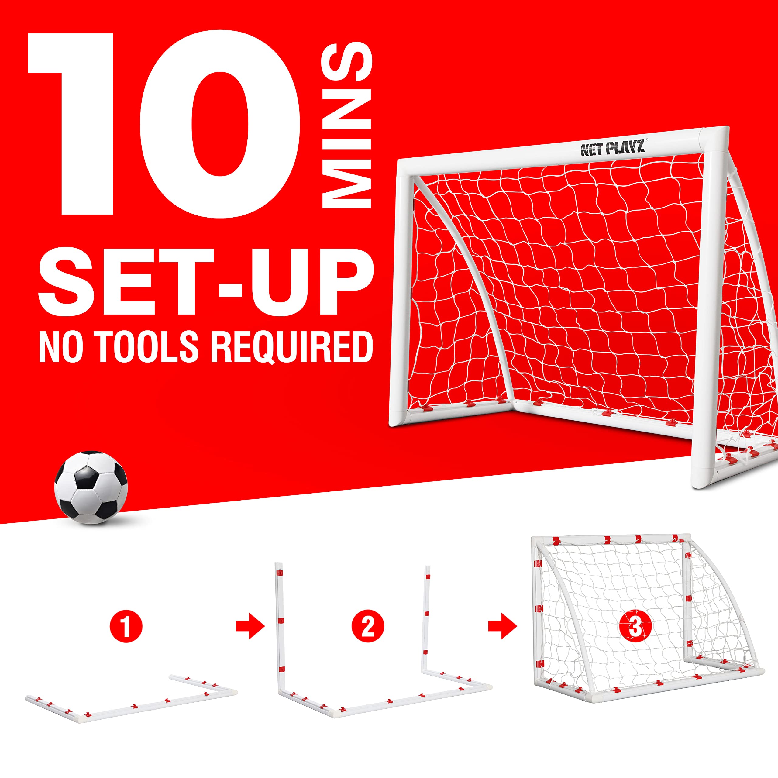 Portable 4x3ft Kids Soccer Goal with Net - High Strength Fast Setup Backyard Football Training Equipment for Ages 3-14 - Perfect for Youth Practice, Birthday Gifts & Outdoor Play (Weatherproof)
