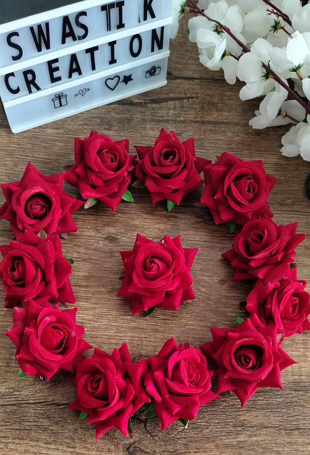 Elegant Handmade Rose Flower Hair Clips for Women & Girls - Pack of 6 Red Hairpins, Barrettes & Hair Accessories for Weddings, Parties & Daily Styling