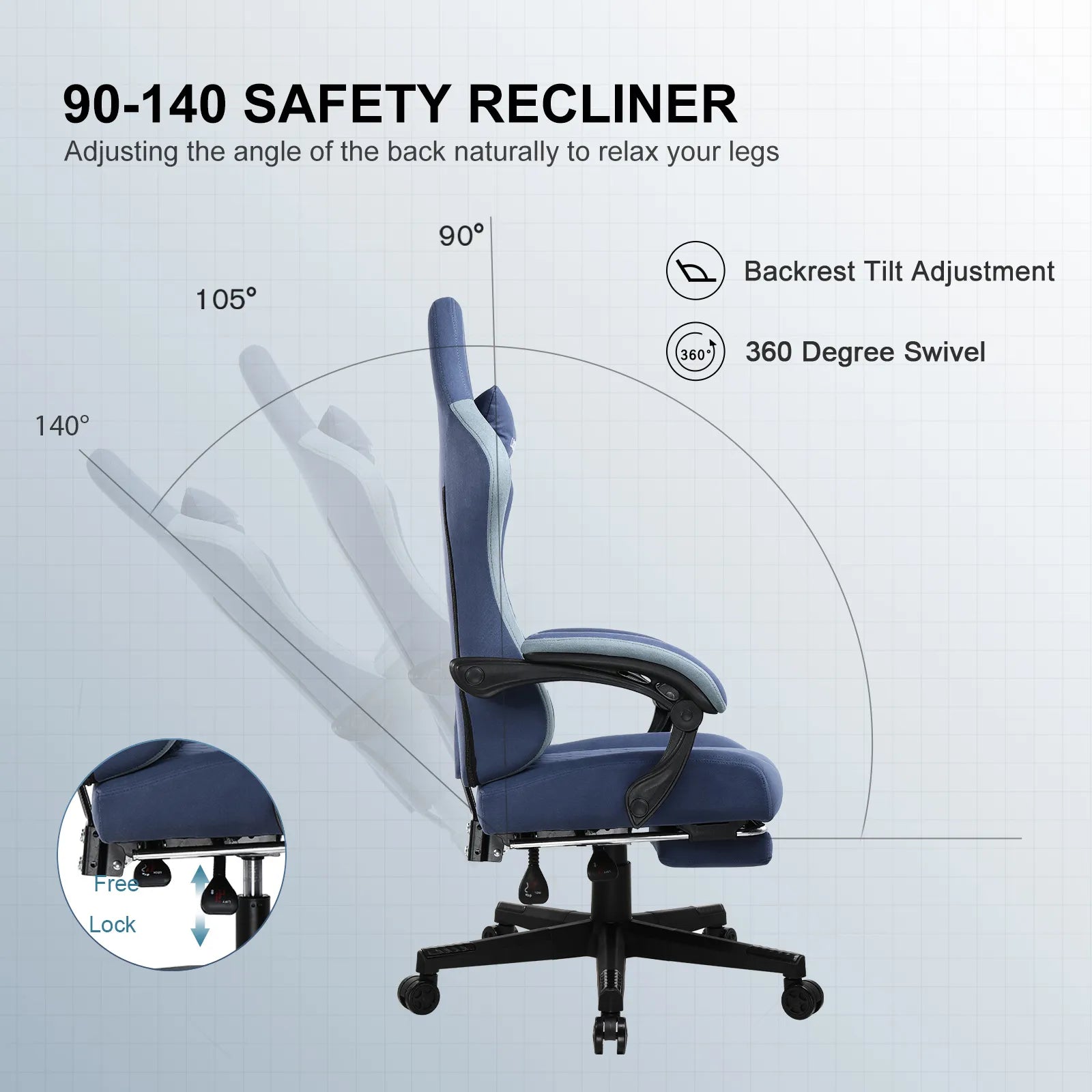 Ergonomic Adjustable Footrest LR002 - Comfortable Under Desk Foot Rest for Home & Office - Improve Posture & Reduce Fatigue While Working or Gaming