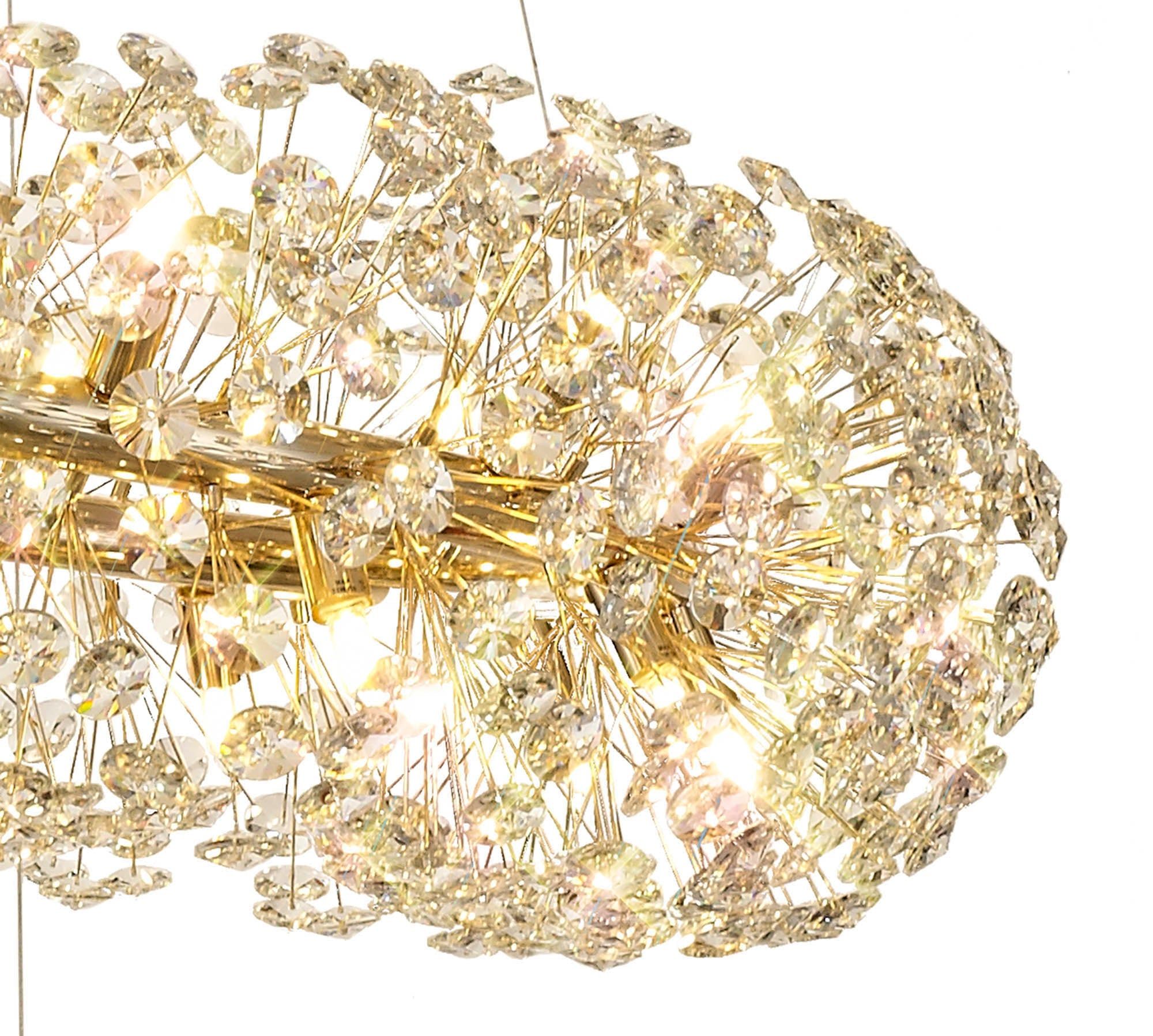 Bellagio 74-Light G9 Tier Pendant Chandelier in French Gold/Crystal & Polished Chrome/Crystal - 37.6kg - Elegant Lighting for Dining Room, Foyer, or Luxury Home Decor