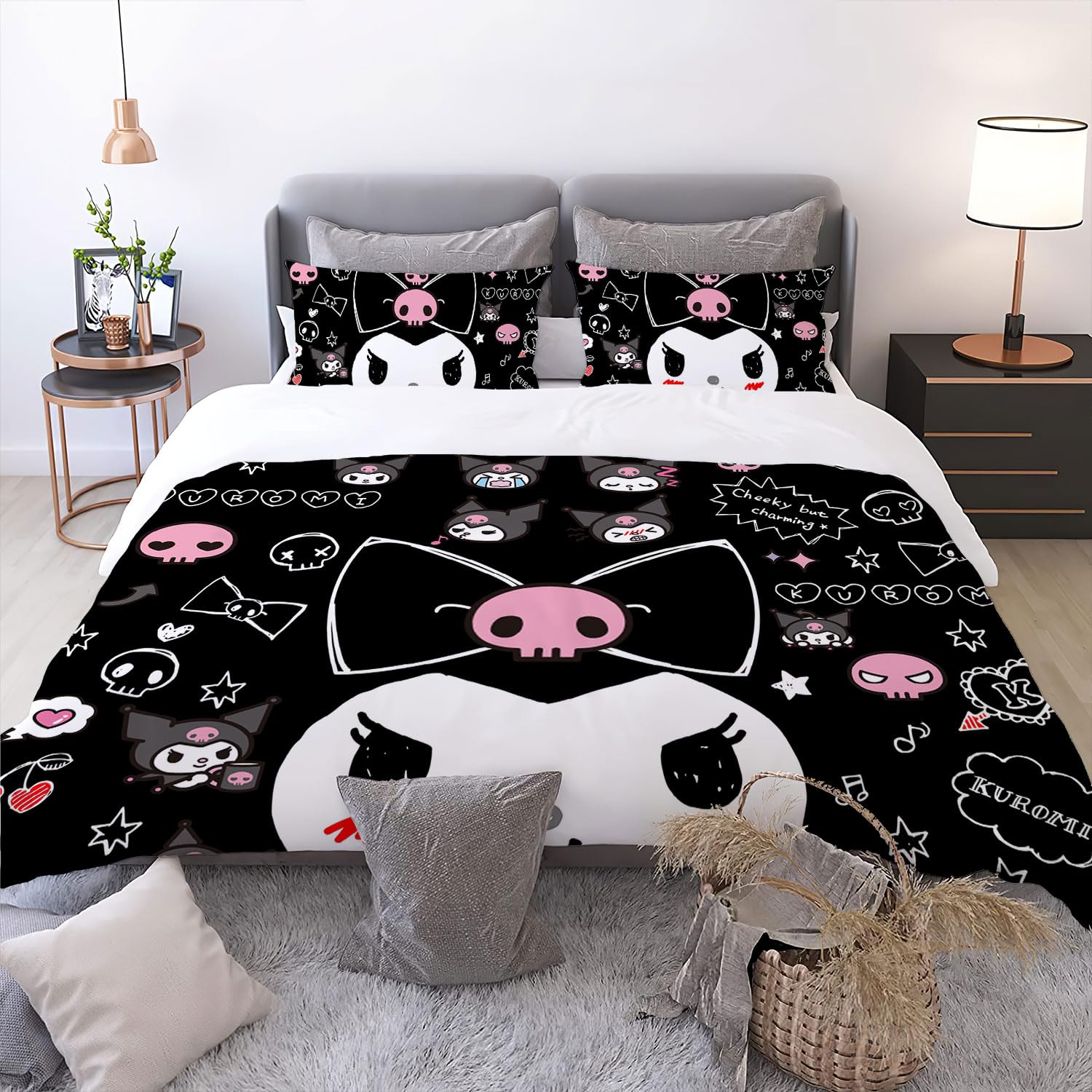 **Anime Duvet Cover Set Full Size - 3 Piece Soft Microfiber Cartoon Bedding with Zipper Closure - Includes 1 Comforter Cover & 2 Pillowcases - Perfect for Anime Fans, Kids & Teens Room Decor**