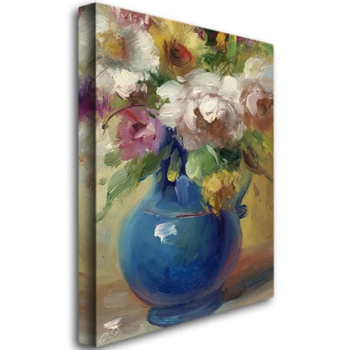 Rio Blue Vase Floral Canvas Wall Art - Handmade Flower Painting for Living Room, Bedroom & Office Decor | Modern Home & Gift Idea