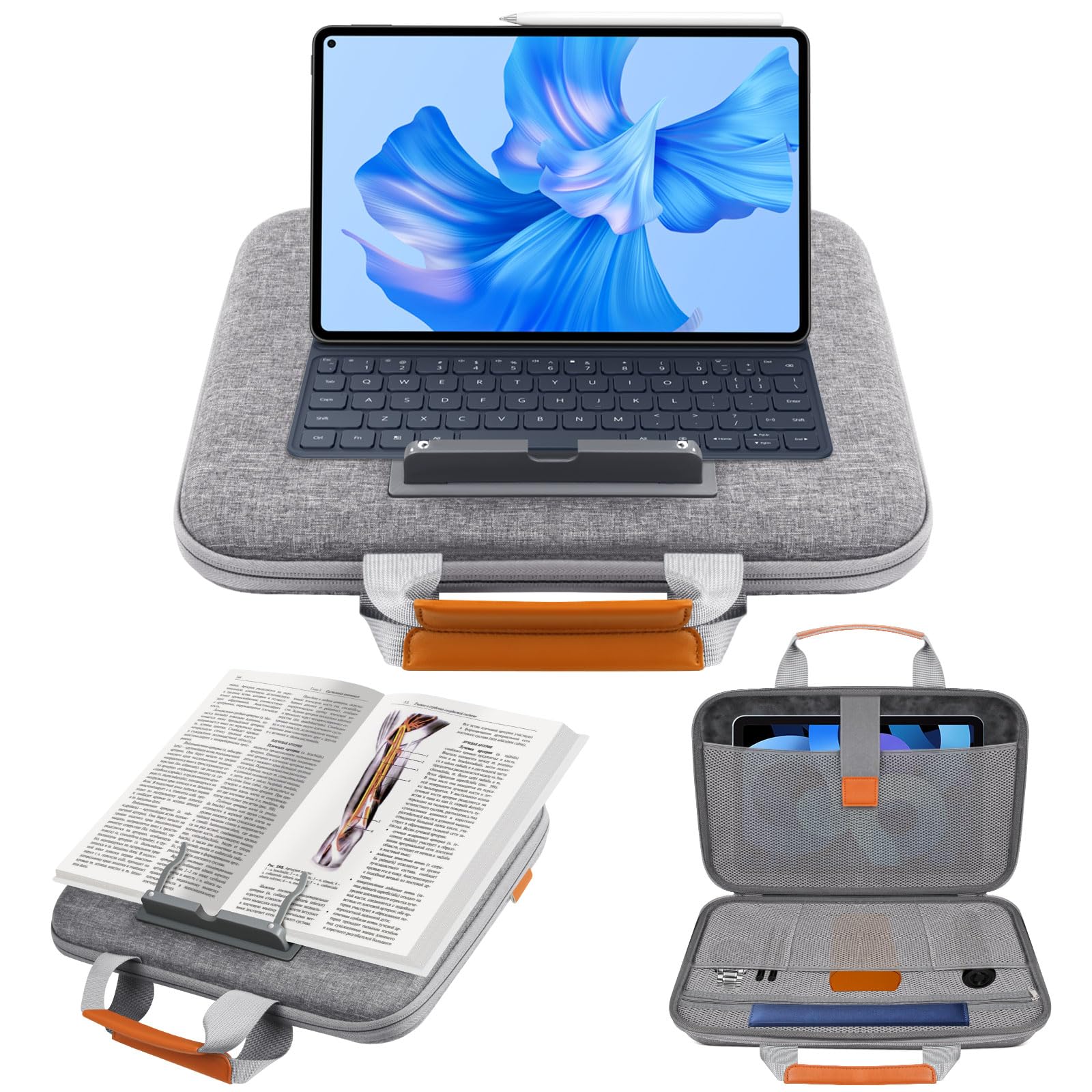 Portable Lap Desk for Laptop with Storage - Adjustable Laptop Stand for 15.6 Inch Notebooks, Book Holder for Reading - Perfect for Home Office, Study & Bed Use (Grey)