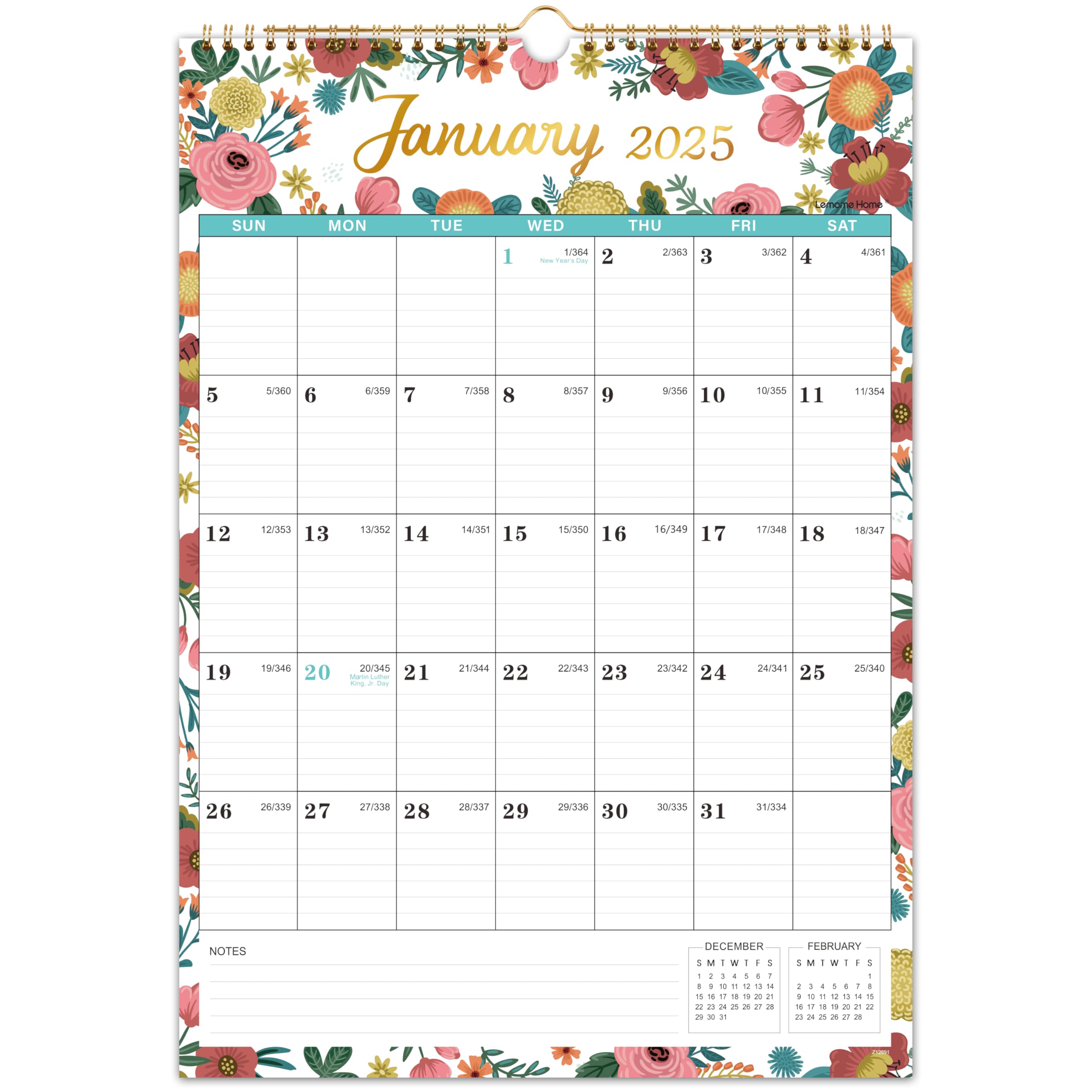 2025 Floral Wall Calendar - 12