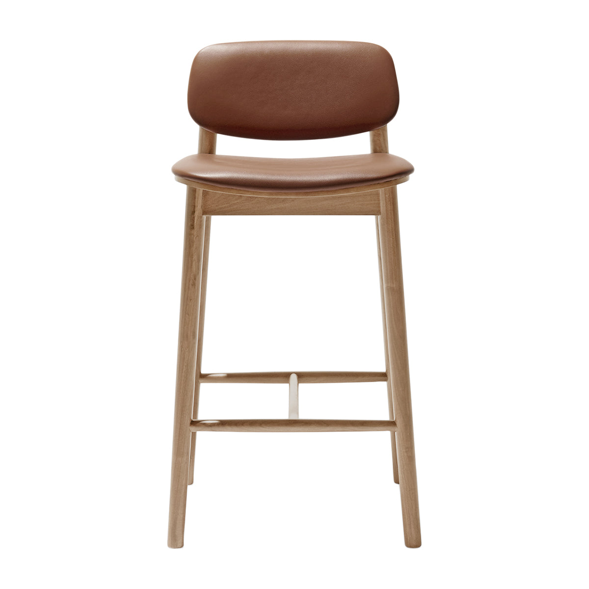 Premium Oak Leather Bar Stool by Lando - Modern Counter Height Stool for Kitchen Island, Home Bar & Dining Room - Comfortable & Durable Leather Seat with Solid Wood Base