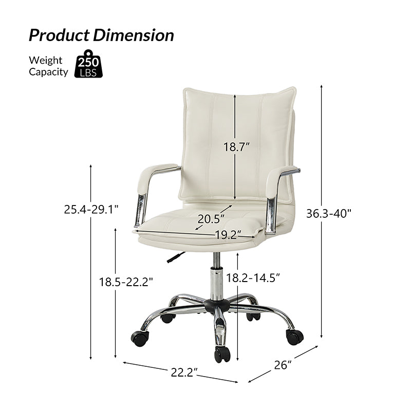 Ergonomic Doug Task Chair with Padded Arms - Adjustable Office Chair for Home & Work - Comfortable Desk Chair with Lumbar Support for Long Hours Sitting