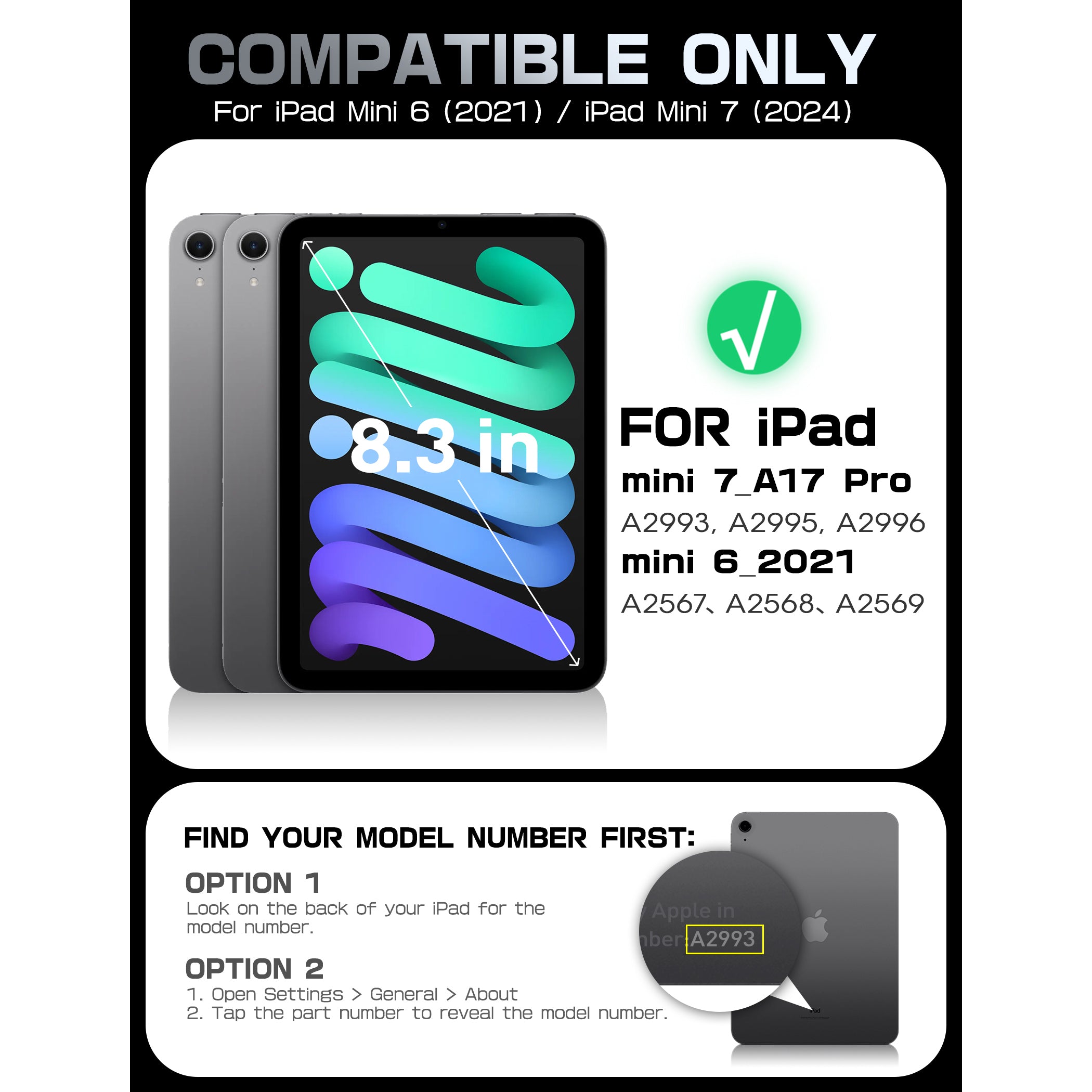 UB Prism Slim Clear iPad Case for iPad Mini 6/7 (8.3 Inch) - Black | Ultra Thin Lightweight Protective Cover for Work, School & Travel