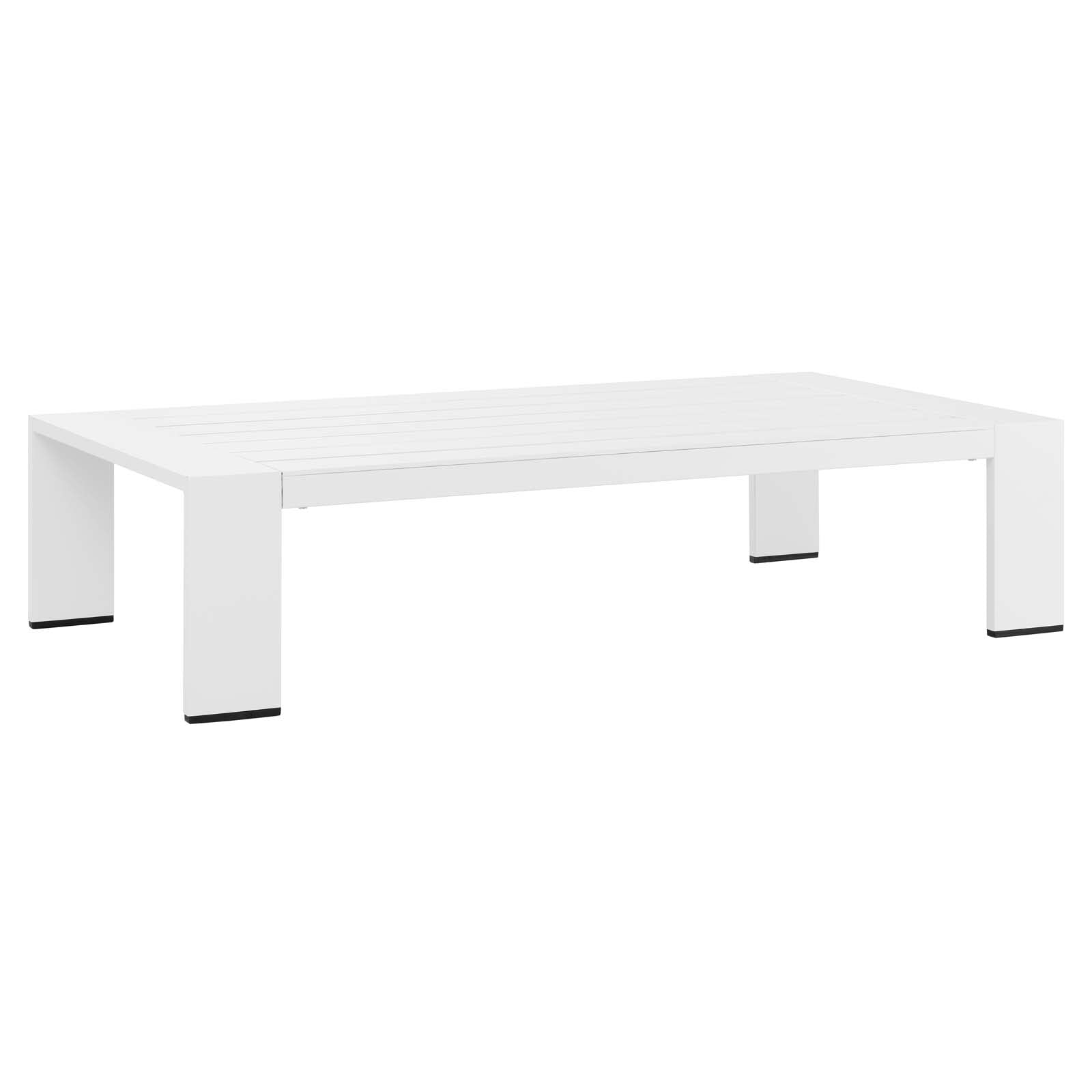 Modway Tahoe White Aluminum Outdoor Patio Coffee Table - Weather-Resistant & Durable for Poolside, Garden, and Backyard Relaxation