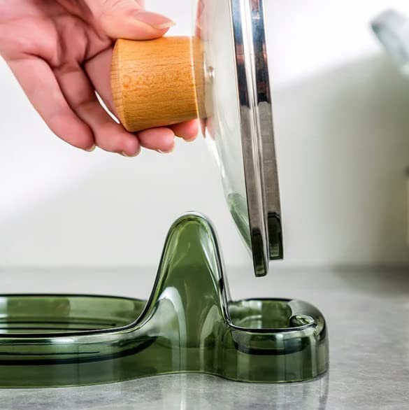 **Multi-Functional Kitchen Spatula Rack with Spoon Rest & Lid Holder – Heat-Resistant, Eco-Friendly, Food-Grade Plastic Utensil Organizer for Spoons, Ladles & Pot Lids (Dark Green) – Perfect for Countertop, Stovetop & Kitchen Organization**