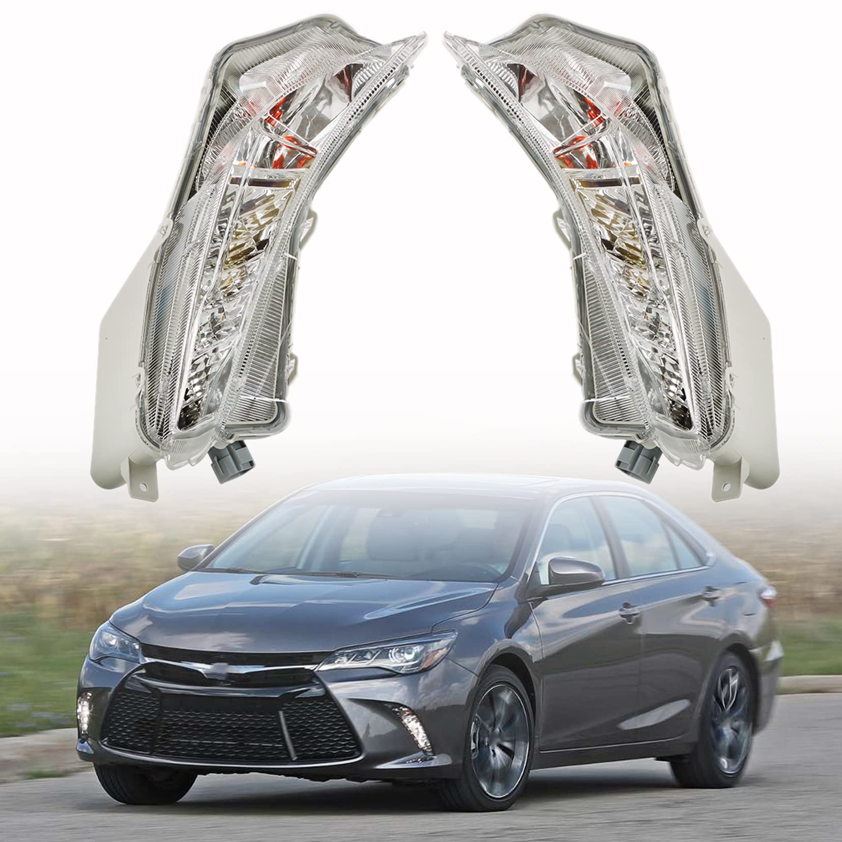 2015-2017 Toyota Camry XLE XSE Daytime Running Lights & Fog Light Assembly with Turn Signal - Replacement for TO2530153, TO2531153, 81520-06050, 81510-06050 - Perfect for Night Driving & Enhanced Visibility