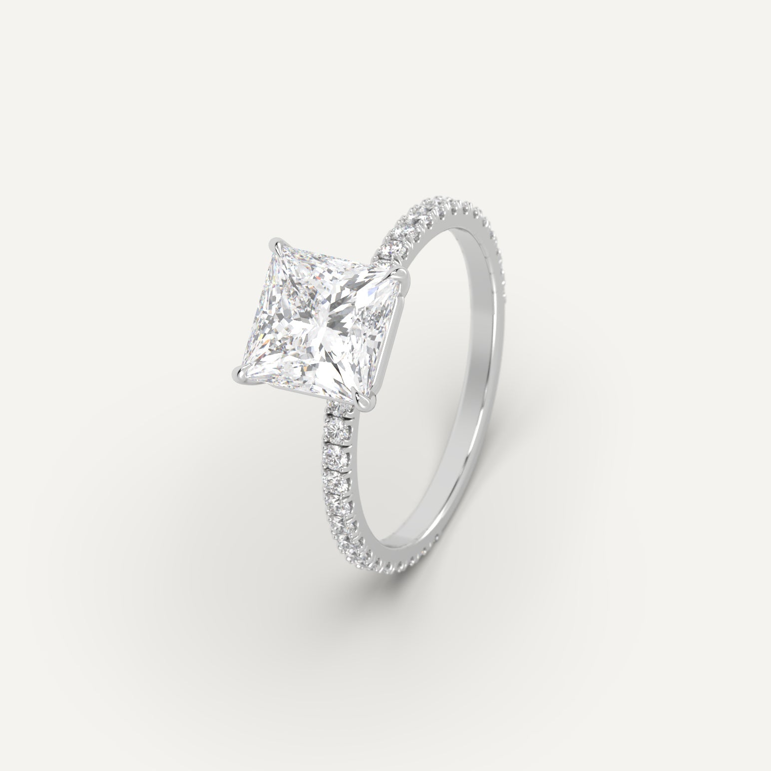 2 Carat Princess Cut Diamond Engagement Ring - 14K White Gold Solitaire Ring for Women - Perfect for Proposals, Anniversaries & Special Occasions