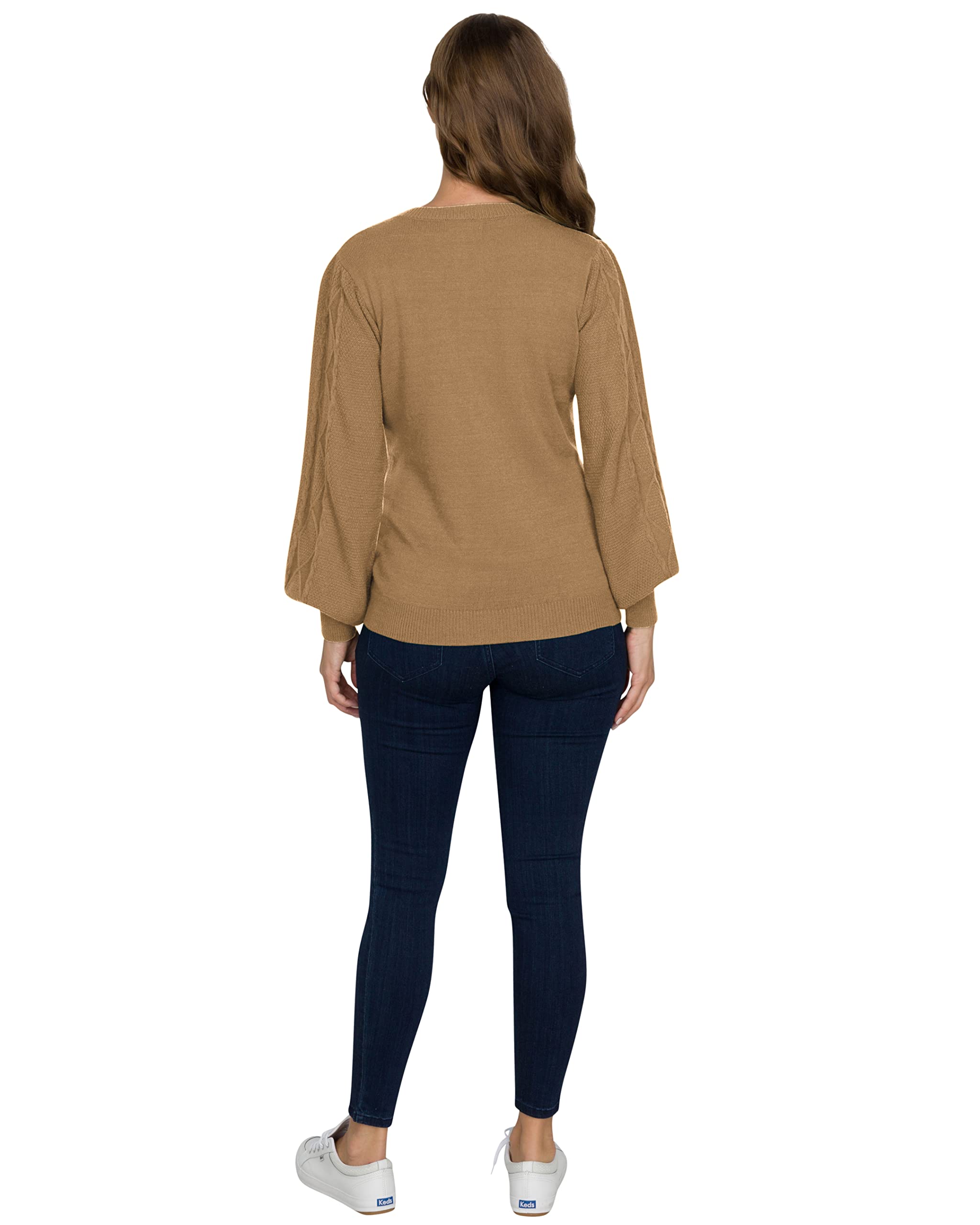 Eliana Cable Knit Sleeve Maternity Sweater - Soft Comfortable Pregnancy Sweater for Women - Cozy Winter Maternity Clothes for Work & Family Gatherings