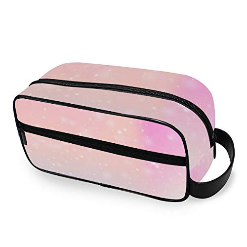 Pink Glitter Hearts Travel Toiletry Bag - Waterproof Nylon Dopp Kit & Makeup Organizer for Men & Women | Perfect for Vacation, Gym, Camping & Business Trips