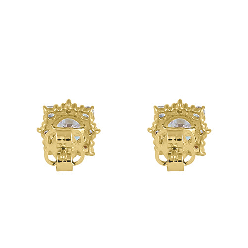 14K Yellow Gold Vintage Round Clear Cubic Zirconia Stud Earrings for Women - Elegant & Timeless Jewelry for Parties, Weddings & Everyday Wear