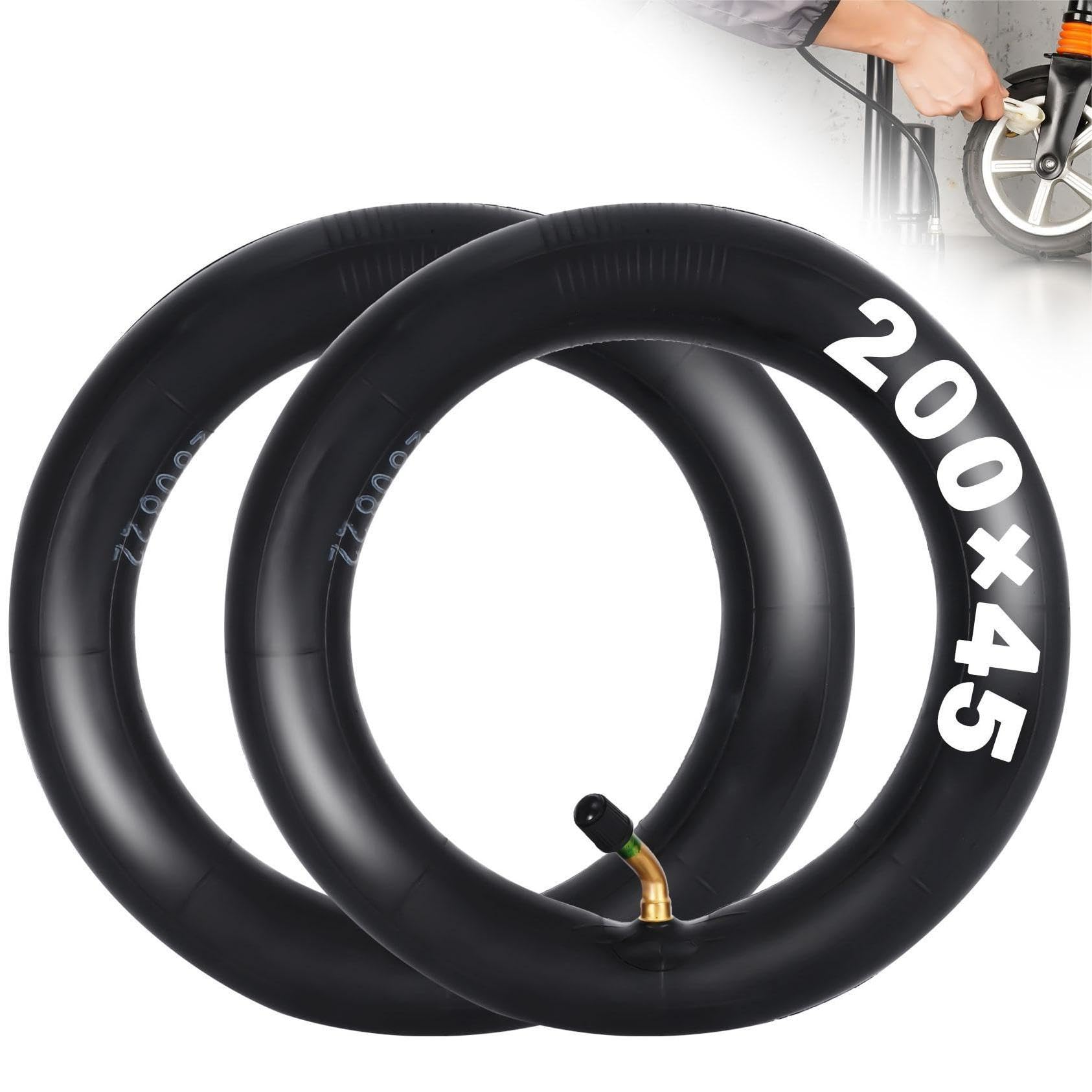 2 Pack of 8x1 1/4 200x45 Inner Tubes with Angled Valve Stem - Replacement for A-Bike Folding Bike & Jetson Beam Electric Scooter - Durable Butyl Rubber - Perfect for Commuting & Urban Travel Accessories