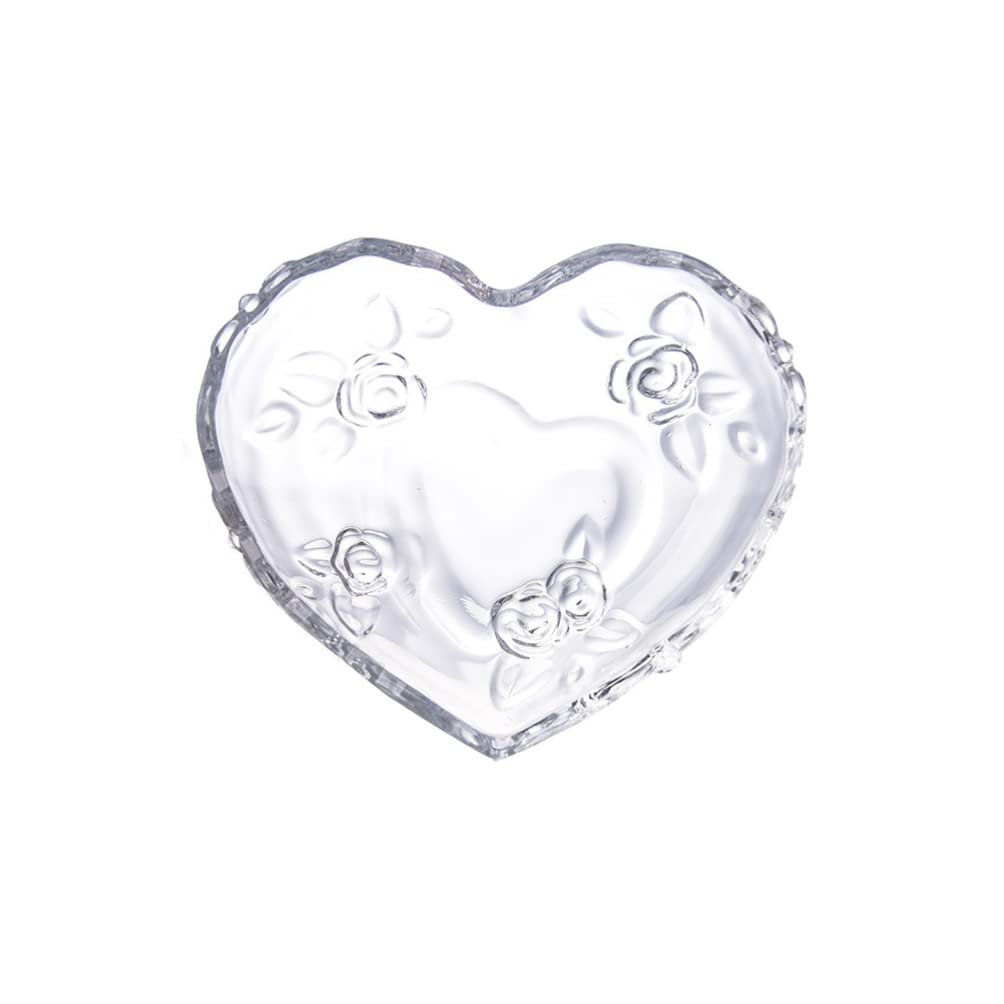 Veemoon Glass Heart Shaped Serving Bowl - 12oz Transparent Fruit Salad Bowl for Candy, Dessert, Appetizer, Snacks - Perfect for Valentine's Day, Parties, Kitchen & Dining Tableware