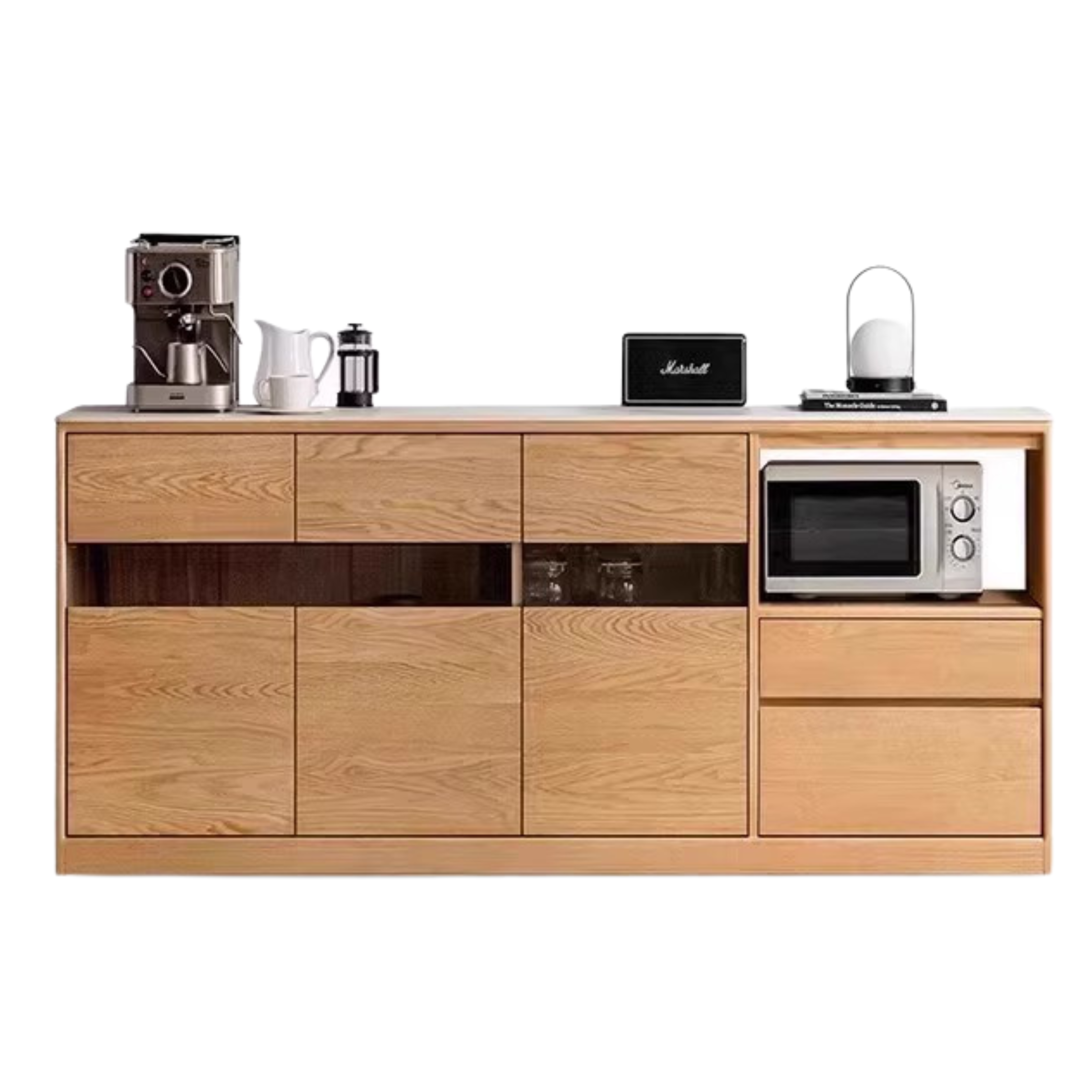 70.9x15x33.5 inch / 180x38x85сm / Natural wood color / sideboard