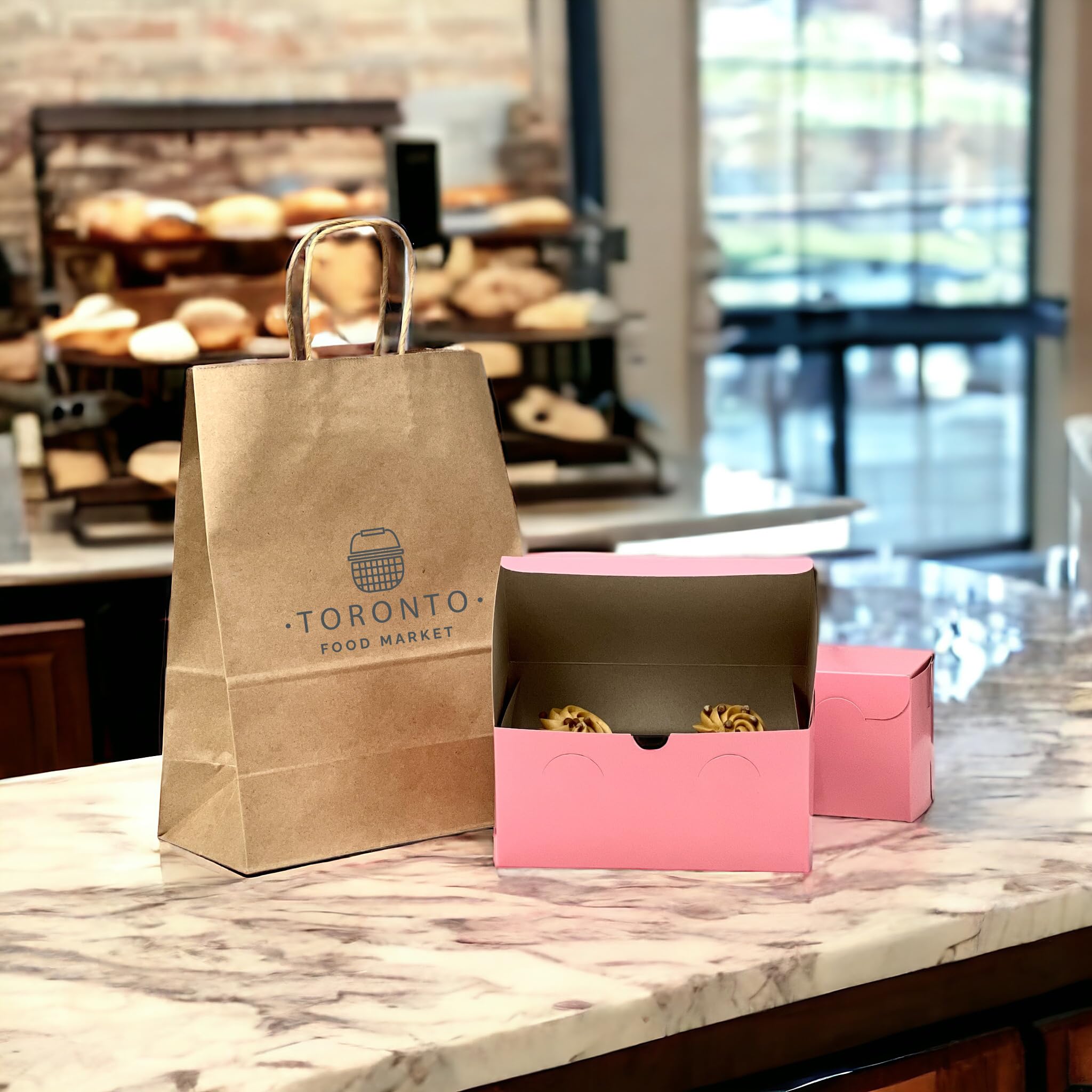 250 Pcs Brown Kraft Paper Bags with Handles - 10
