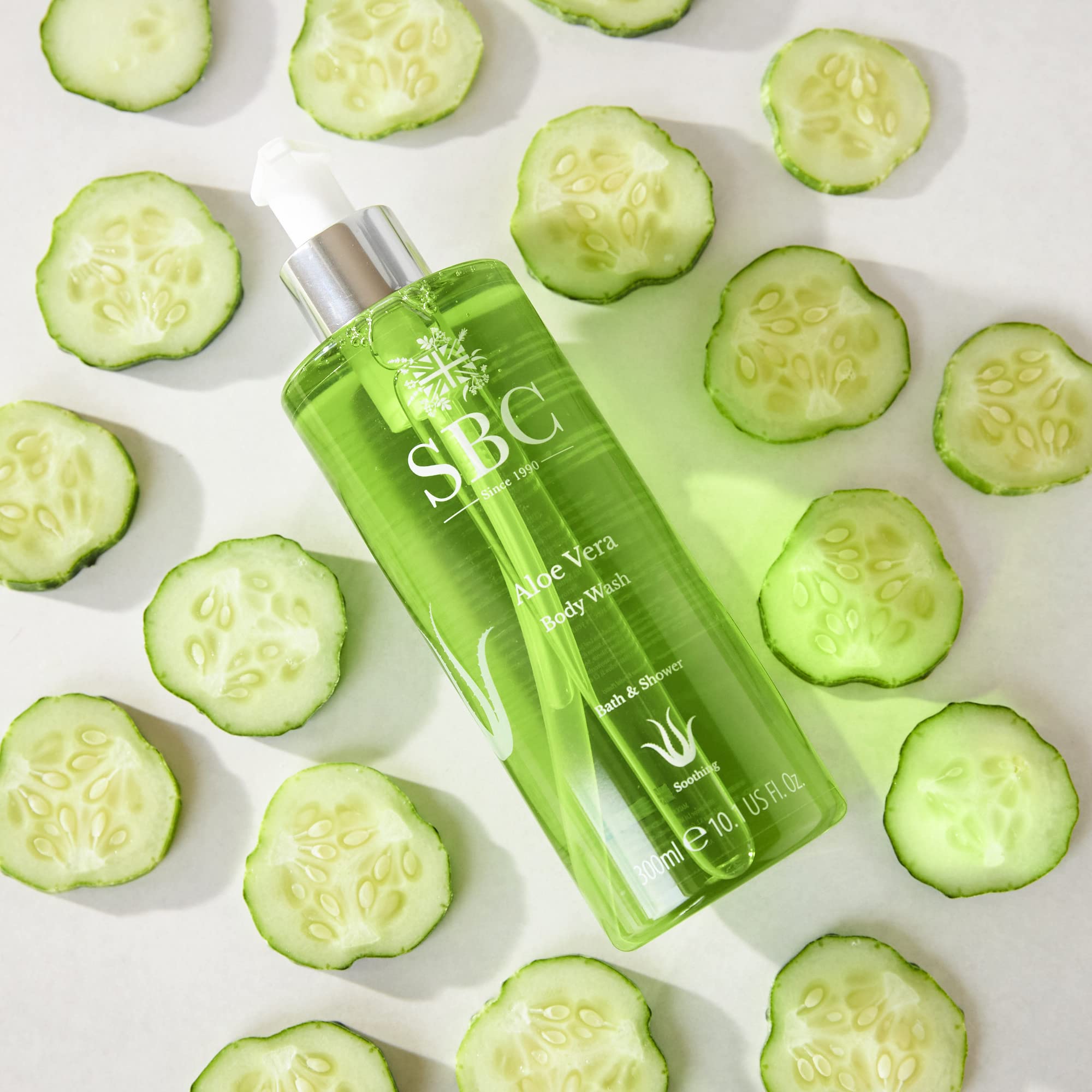 SBC Skincare Aloe Vera Body Wash 500ml - Soothing & Cooling After Sun Shower Gel for Hydration | Family-Friendly Moisturizing Shower Gel for Sunburn Relief & Daily Skincare