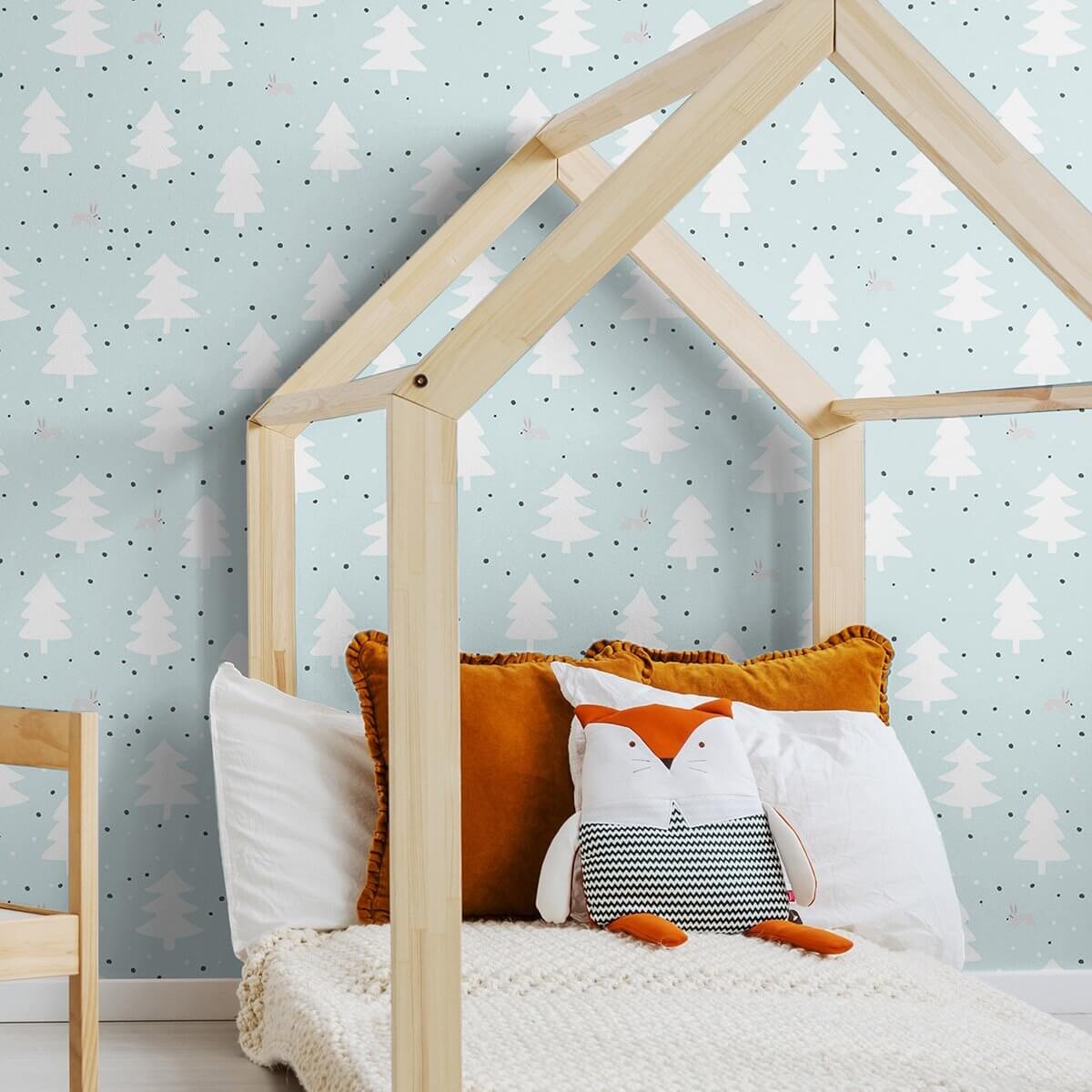 White and Charcoal Forest Baby Peel and Stick Removable Wallpaper 7776 - Self-Adhesive Nursery Wall Decor for Kids Room & Nursery - Perfect for Bedrooms, Playrooms and Baby Shower Gifts