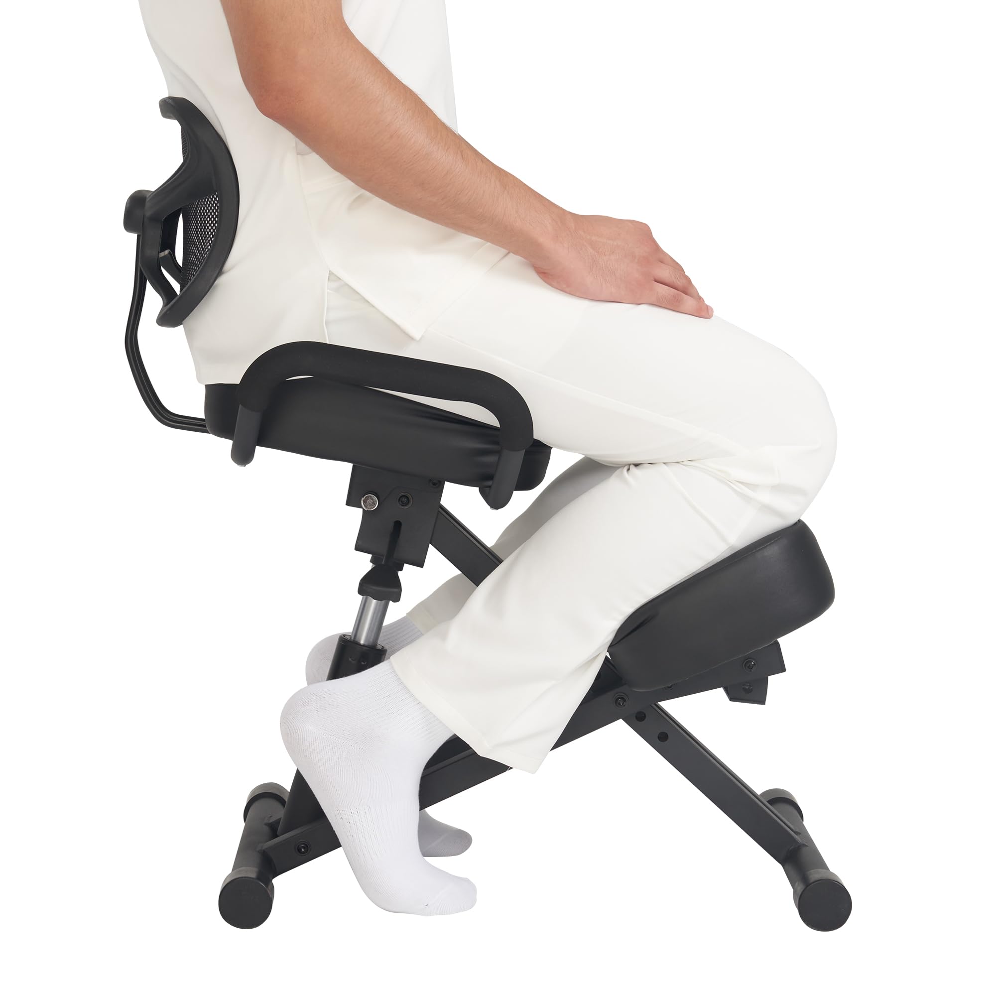 Ergonomic Kneeling Chair with Back Support - Adjustable Posture Correction Stool for Office & Home - Angled Seat Design Improves Spinal Alignment - Perfect for Meditation, Desk Work & Pain Relief