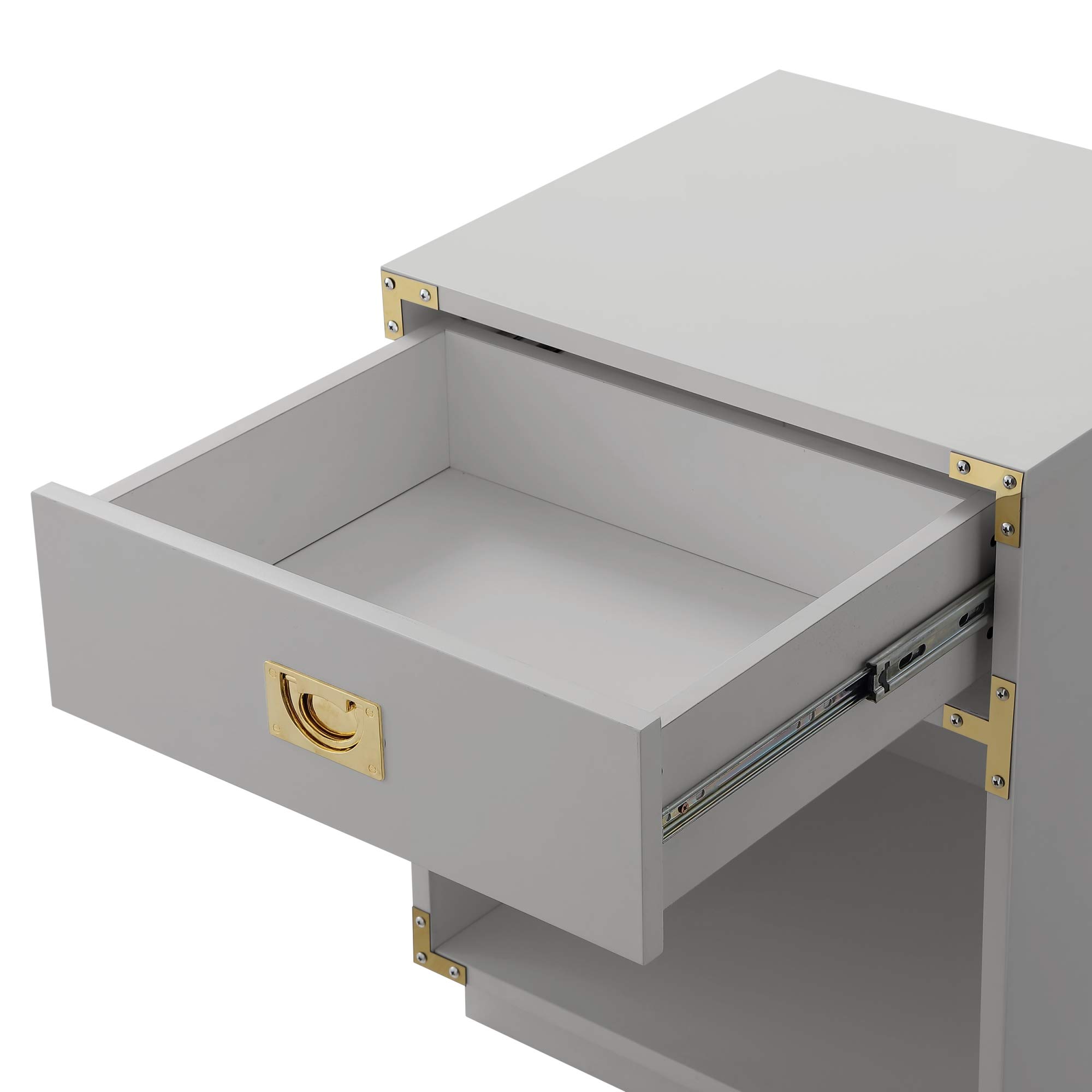 Modern Light Grey Side Table - Accent Table & Nightstand for Living Room, Bedroom & Office - Stylish End Table with Storage Shelf