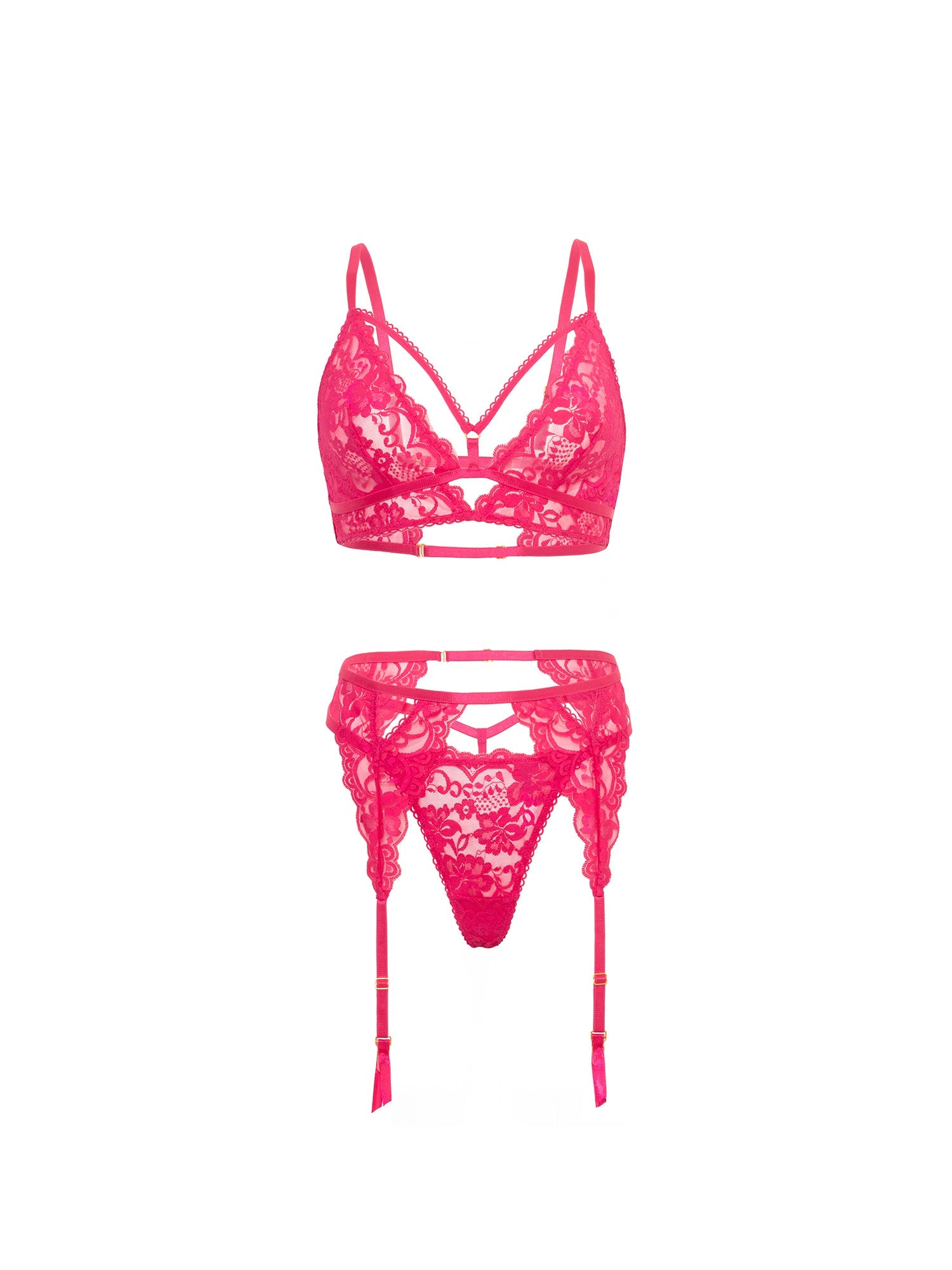 Aphrodite Lace 3-Piece Bra Set - Sexy Lingerie for Women, Comfortable Underwear with Adjustable Straps, Perfect for Valentine's Day, Anniversary or Special Occasions