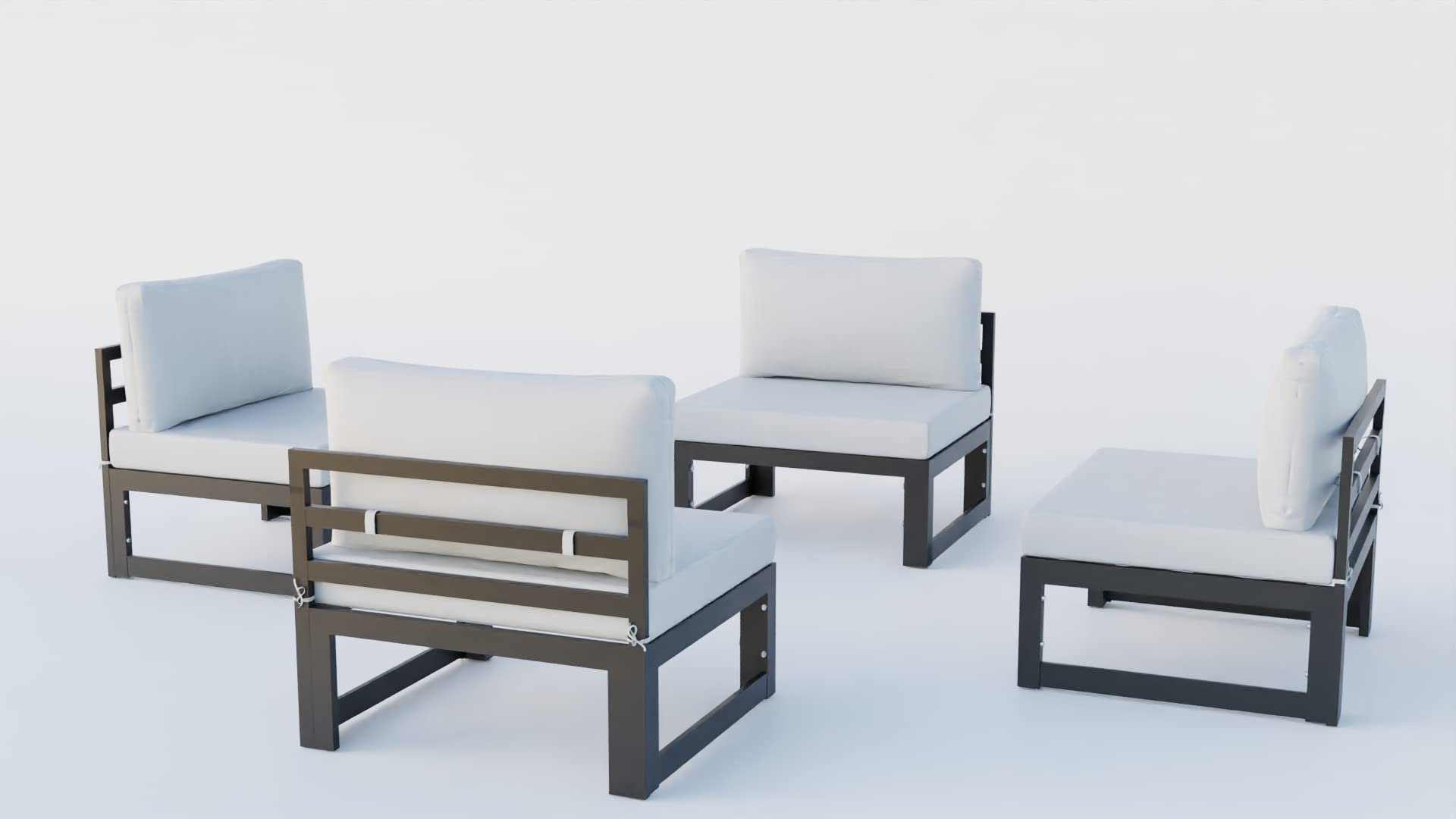 LeisureMod Chelsea 4-Piece Outdoor Patio Sectional Sofa Set with Cushions - Light Grey Water-Resistant Furniture for Backyard, Poolside & Garden Relaxation