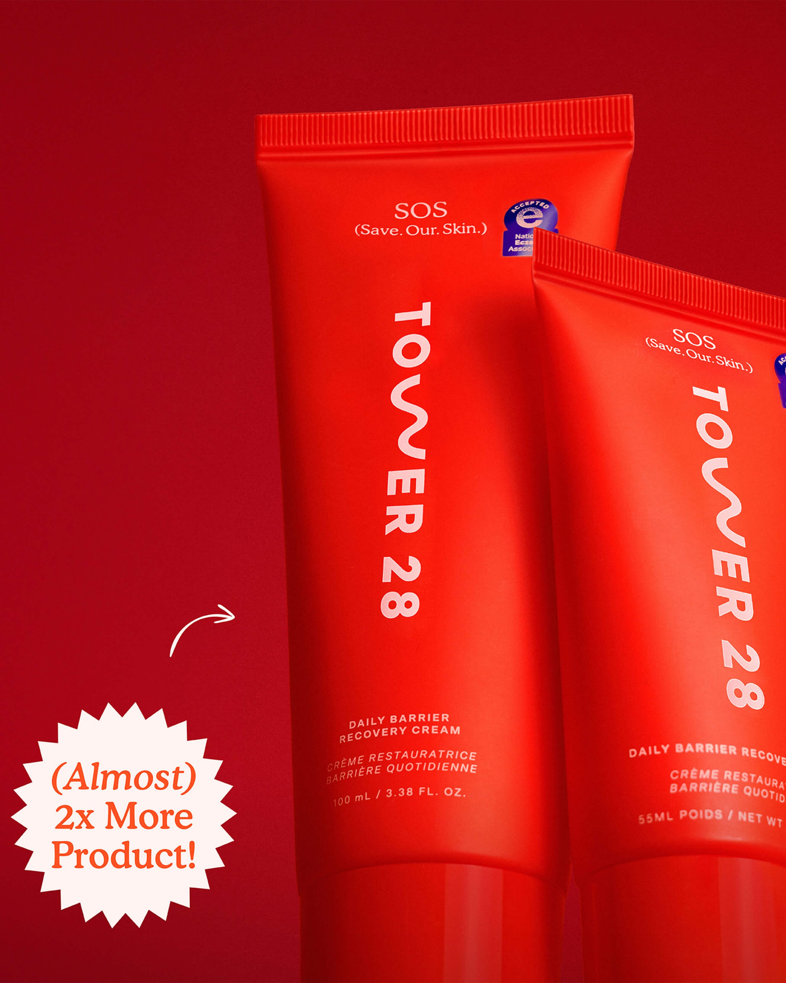 SOS Daily Barrier Recovery Cream for Dry, Sensitive Skin - Hydrating Moisturizer with Ceramides & Hyaluronic Acid - Perfect for Nighttime Skincare Routine & Post-Procedure Care