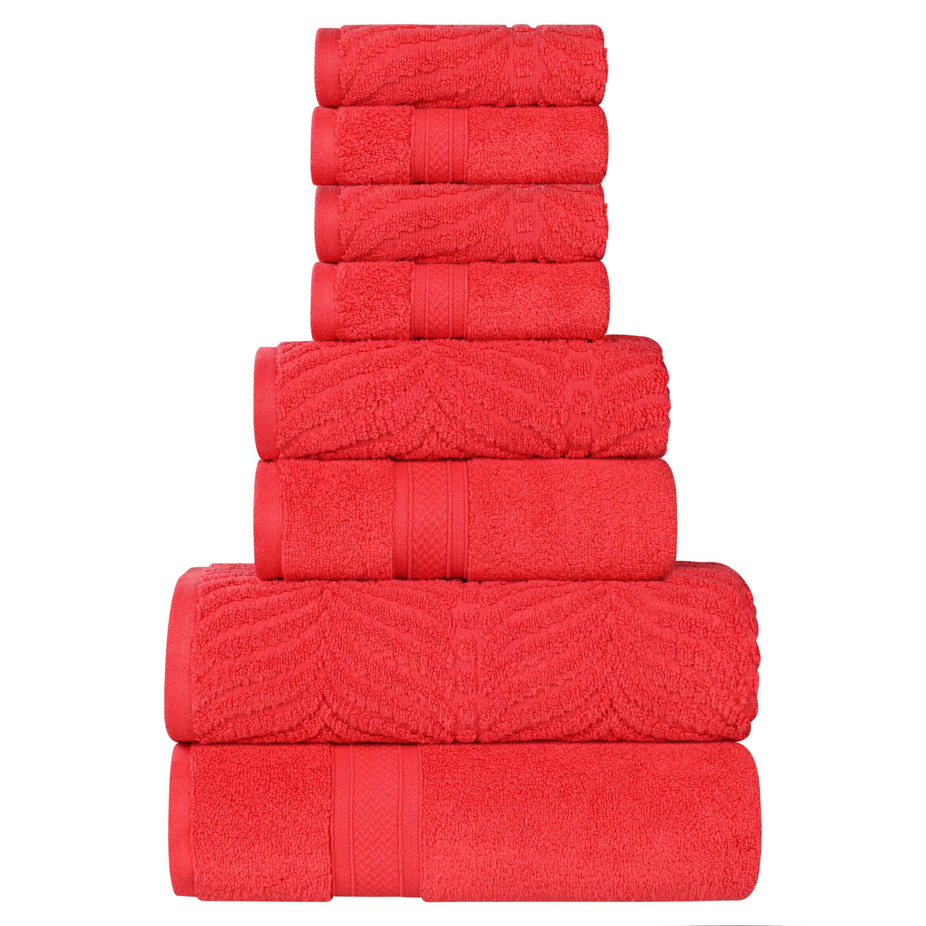 Premium 8-Piece Zero Twist Cotton Towel Set - Solid & Jacquard Chevron Design for Bath, Spa, and Luxury Home Decor