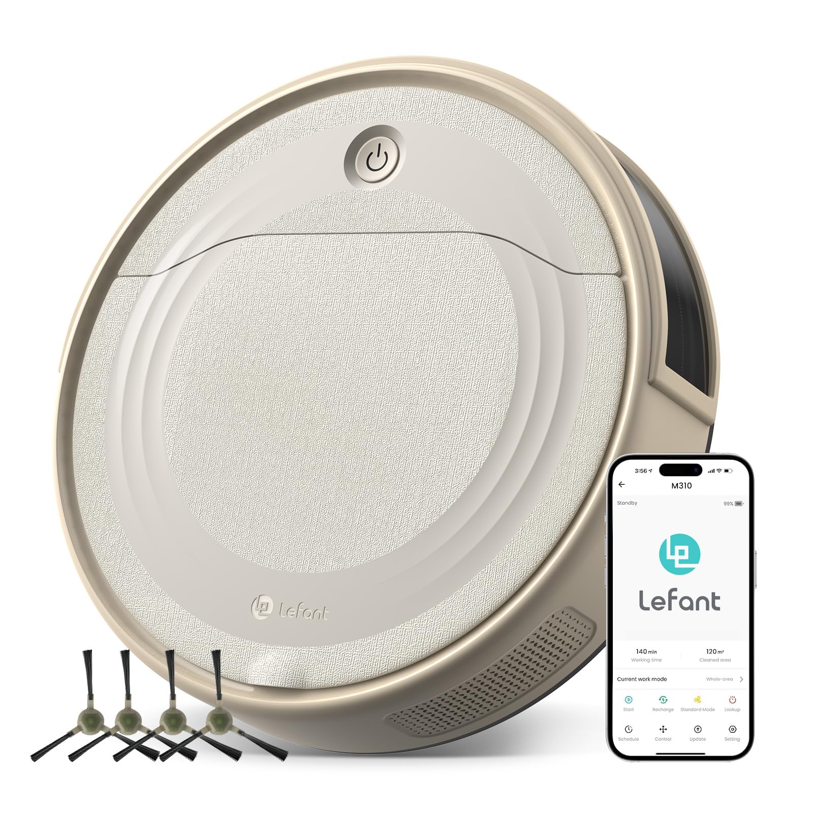 Lefant M310 Robot Vacuum Cleaner - 4500Pa Strong Suction, Smart PreciSense Obstacle Avoidance, Ultra-Quiet Brushless Motor, Slim Design, 160 Min Runtime, Self-Charging, Wi-Fi/App/Alexa Compatible - Perfect for Pet Hair, Hard Floors & Daily Home Cleaning