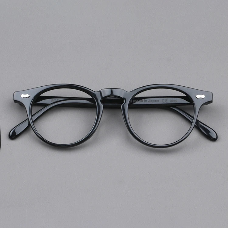 Unisex Black Acetate Full Rim Round Eyeglasses NN002 - Stylish & Comfortable for Work, Reading, and Everyday Wear