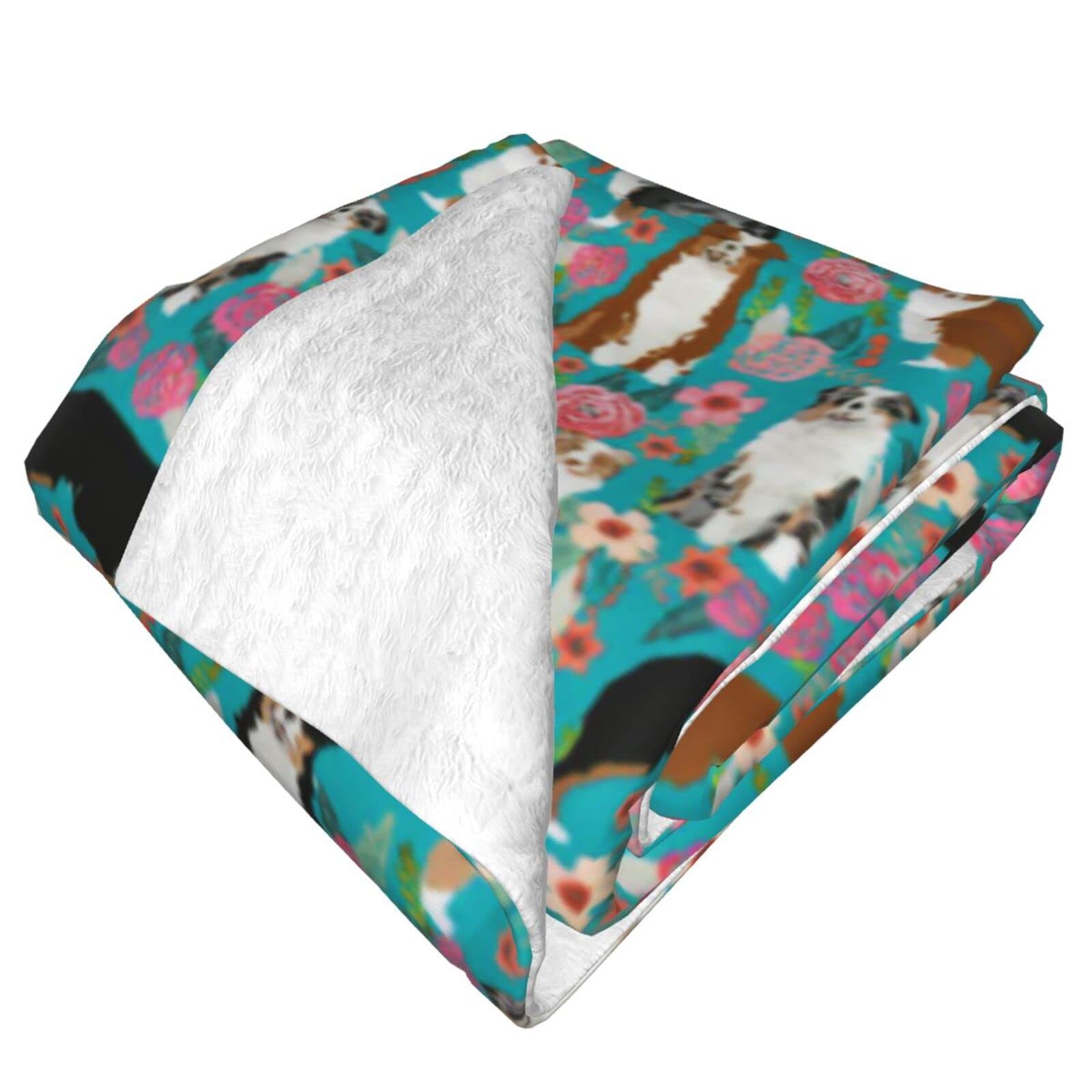 Australian Shepherd Dogs Floral Throw Blanket | Ultra Soft Micro Fleece Blanket for Bed, Couch & Living Room | Cozy Home Decor for Adults & Pet Lovers | Perfect for Reading Nooks, Movie Nights & Cuddling with Pets