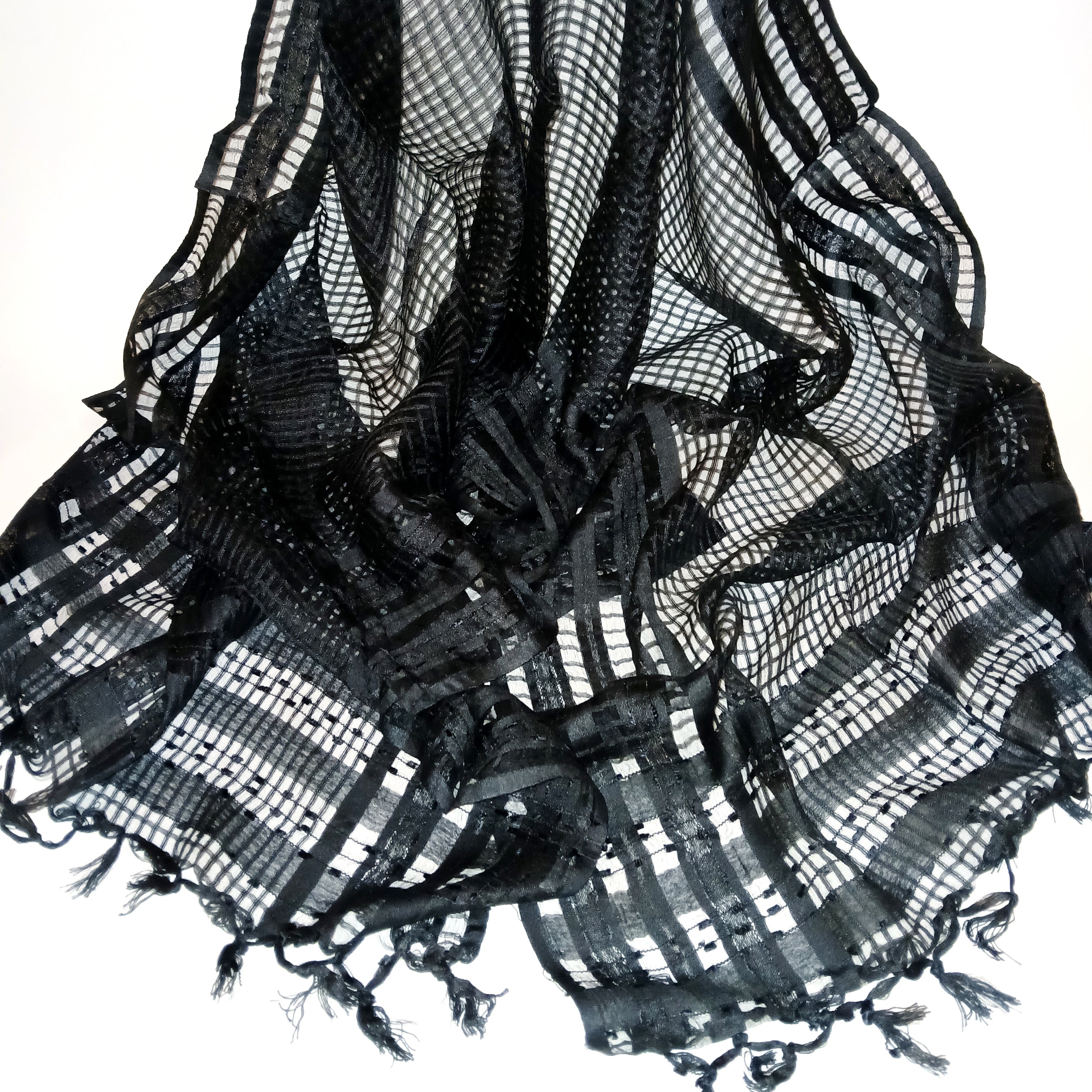 Black Sheer Square Scarf for Women - Lightweight Fashion Accessory for Office, Party & Everyday Wear
