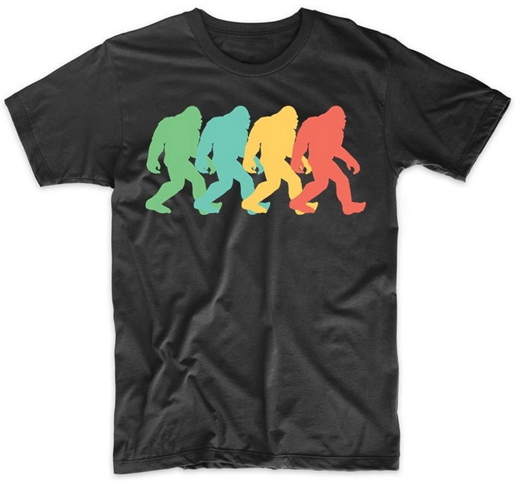 Men's Bigfoot Silhouette Retro Pop Art Graphic T-Shirt - Sasquatch Hunting & Outdoor Adventure Tee for Camping, Hiking & Nature Enthusiasts
