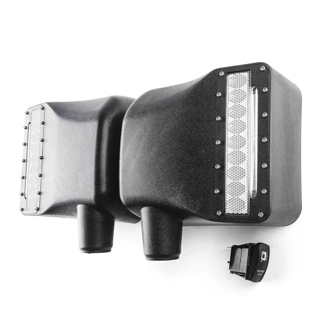 Jeep Wrangler JK JKU 2007-2018 Side Mirror Lights with White LED Spot & Amber Turn Signal - Durable Rear View Mirror Housing (1 Pair) - Perfect for Night Driving & Off-Road Adventures