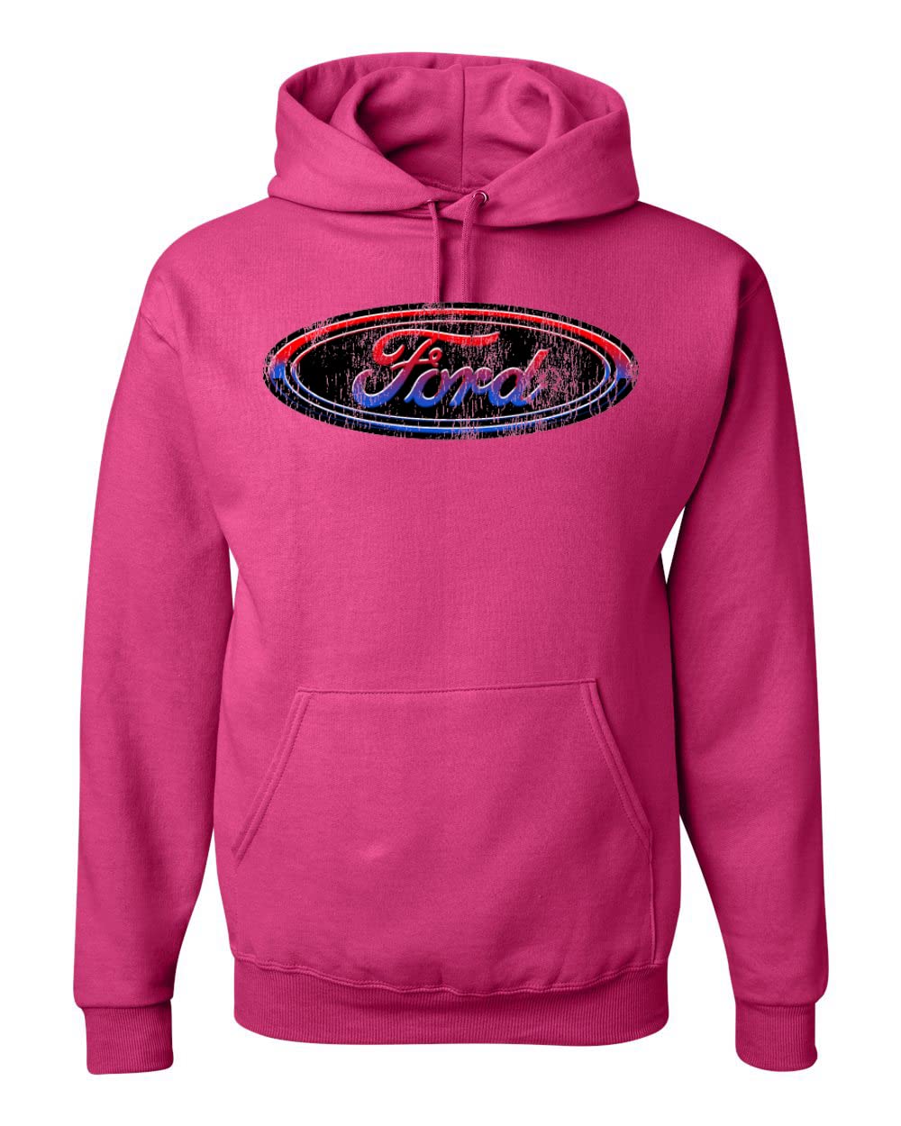 Wild Bobby Red Blue Black Ford Logo Graphic Hoodie Sweatshirt for Cars & Trucks Lovers - Unisex Pullover for Casual Wear, Car Shows & Automotive Enthusiasts