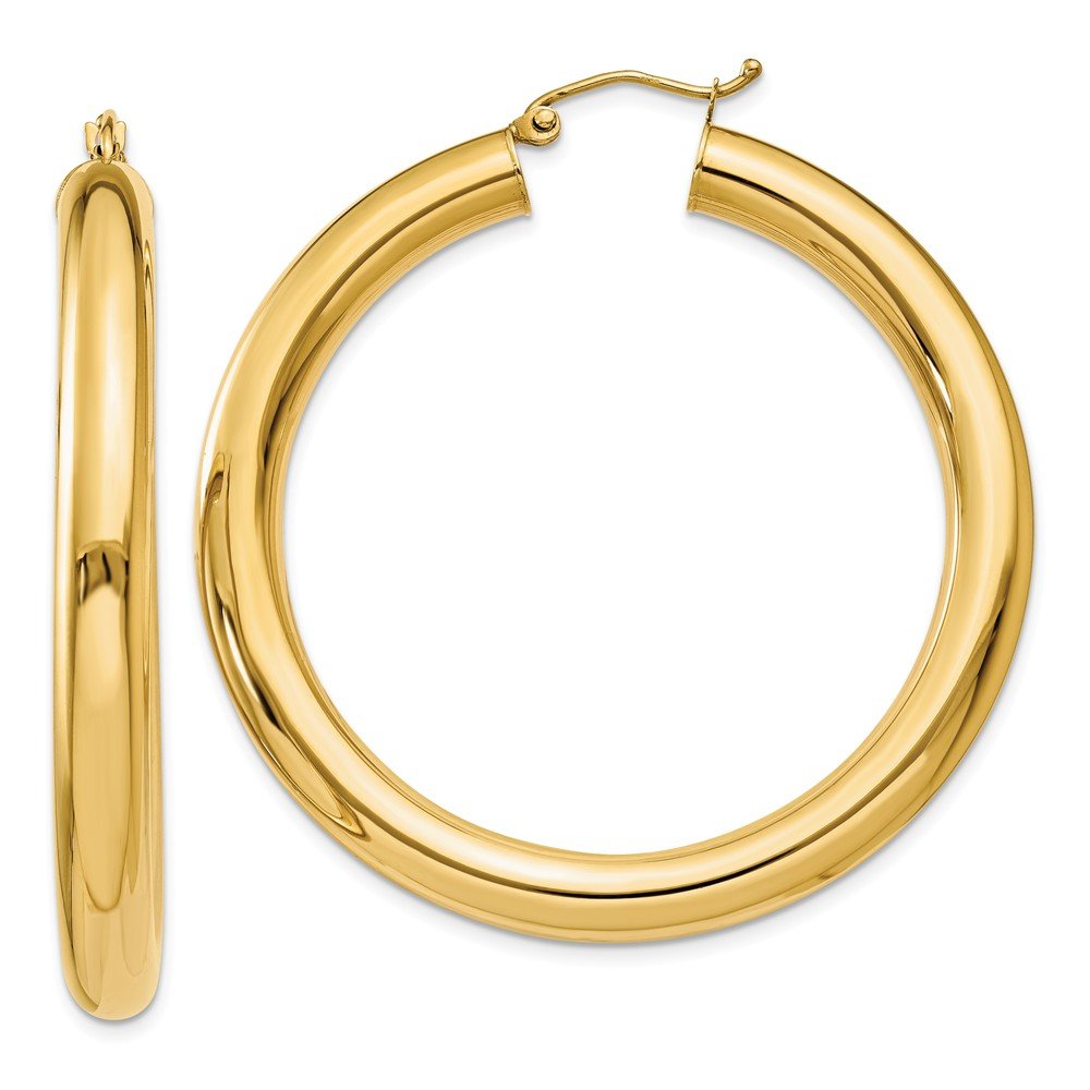 14K Yellow Gold 5mm Lightweight Hoop Earrings for Women - Classic Polished Circle Earrings for Everyday Wear, Gift Giving & Special Occasions