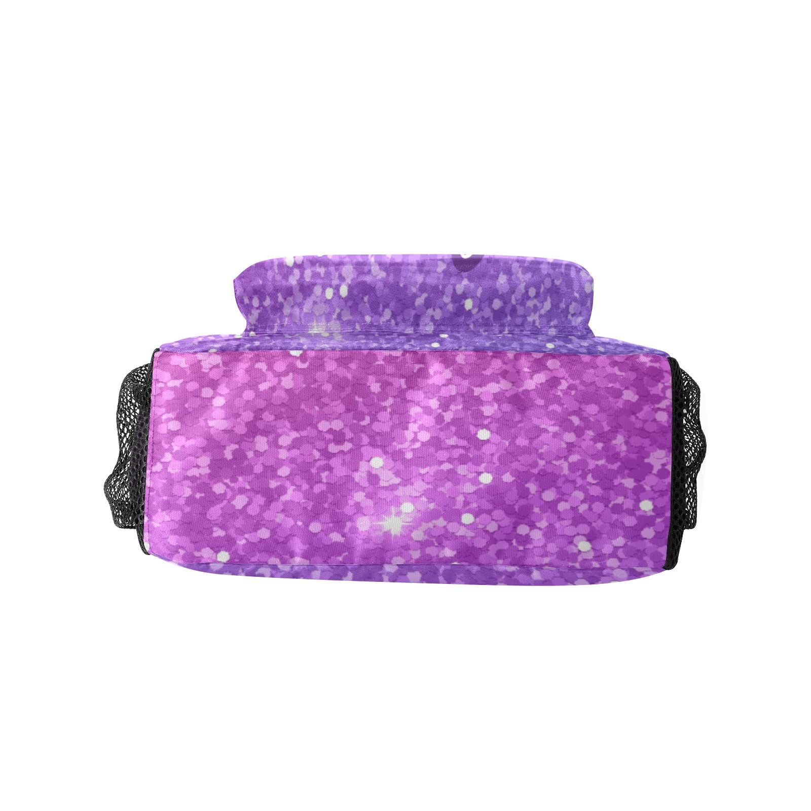 Custom Personalized Kids Backpack 16.5 Inch - Pink Violet Glitter Waterproof School Travel Bag for Boys & Girls (16.5