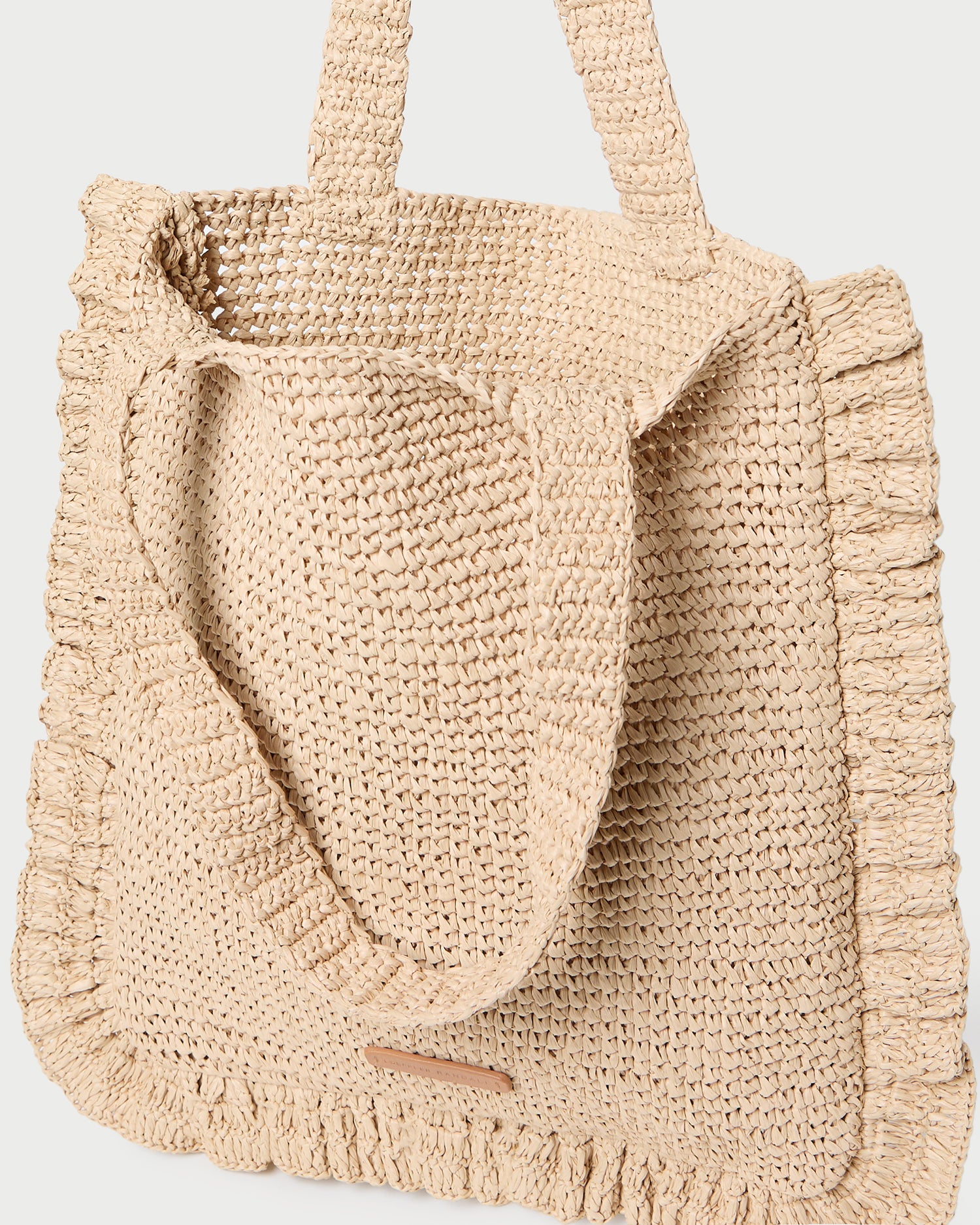 Justine Natural Crochet Ruffle Tote Bag - Handmade Cotton Beach Bag for Women, Summer Boho Purse for Shopping, Travel & Picnic