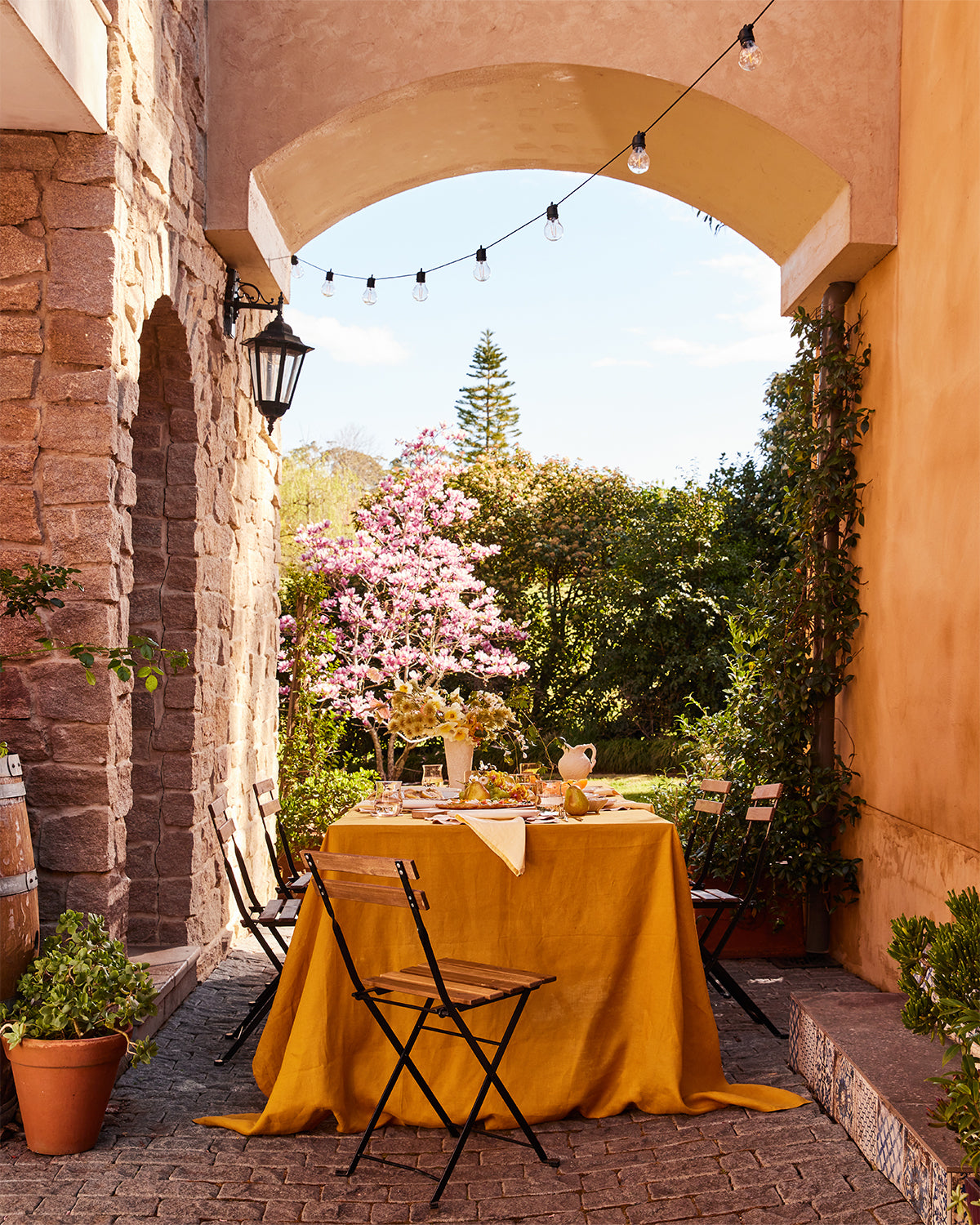 Premium 100% French Flax Linen Placemats Set of 4 - Terracotta & Limoncello Colors - Elegant Table Setting for Dining Room, Kitchen, or Outdoor Entertaining