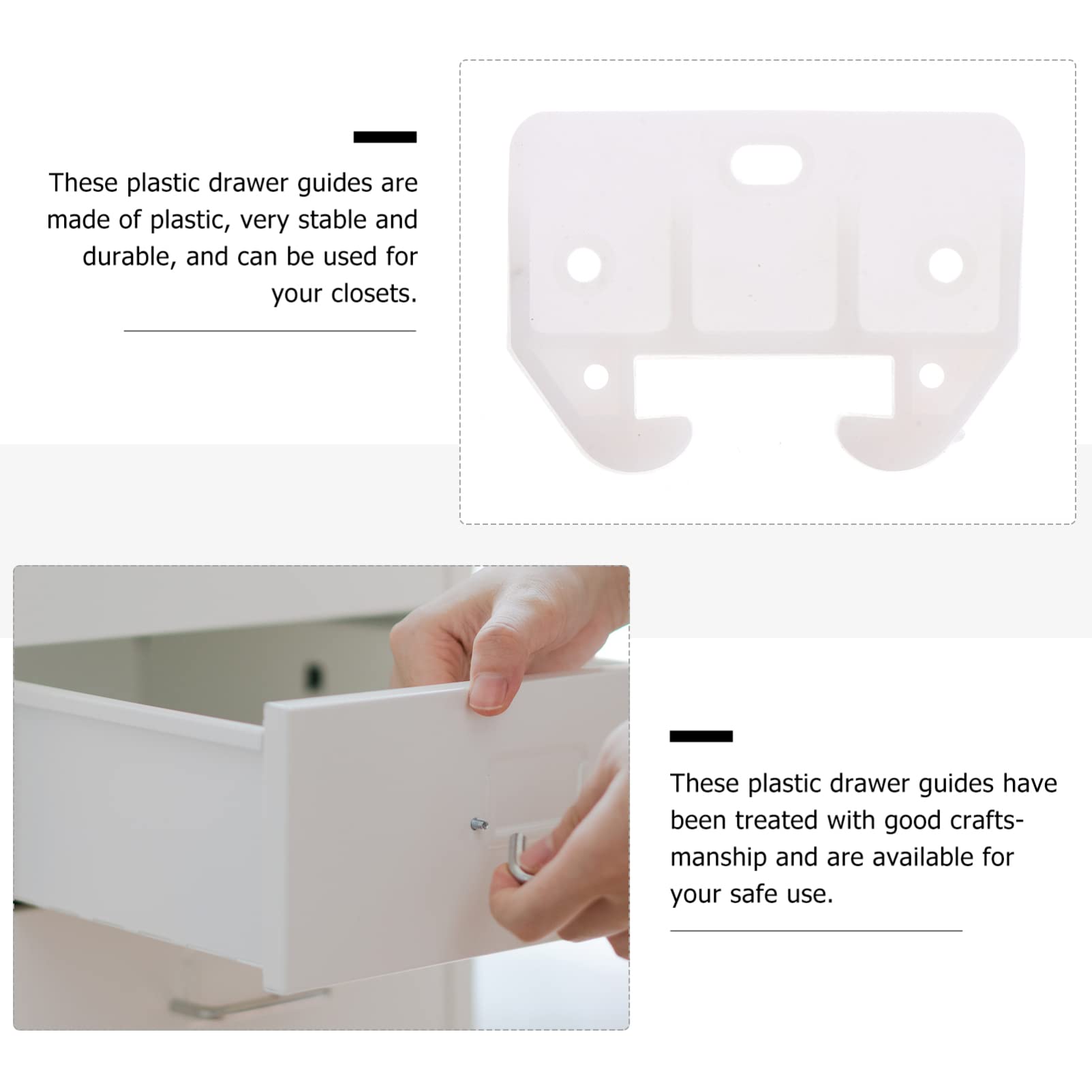 10Pcs Plastic Drawer Slides Center Mount Cabinet Drawer Guide Brackets - Furniture Hardware Parts for Dressers, Cabinets & Storage Organizers - Perfect for Home, Office & DIY Projects