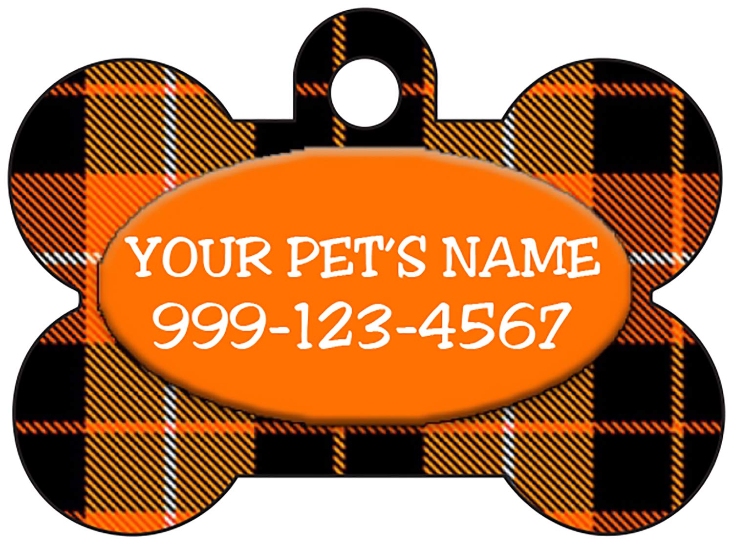 Custom Plaid Pet ID Dog Tag - Personalized Halloween Gift for Pets